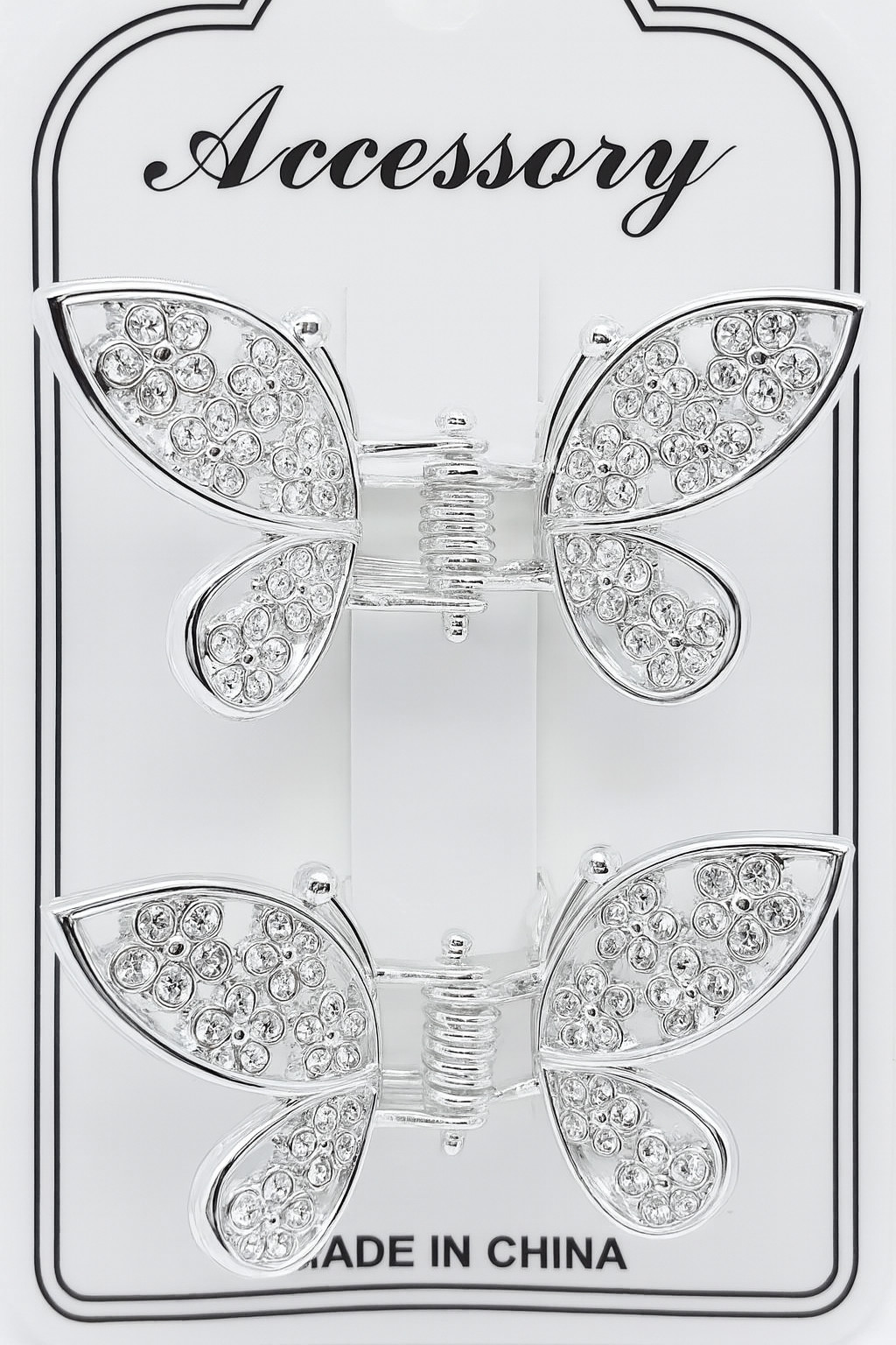 2pcs Silver Metal Butterfly Hair Clips for Women & Girls – Elegant Style