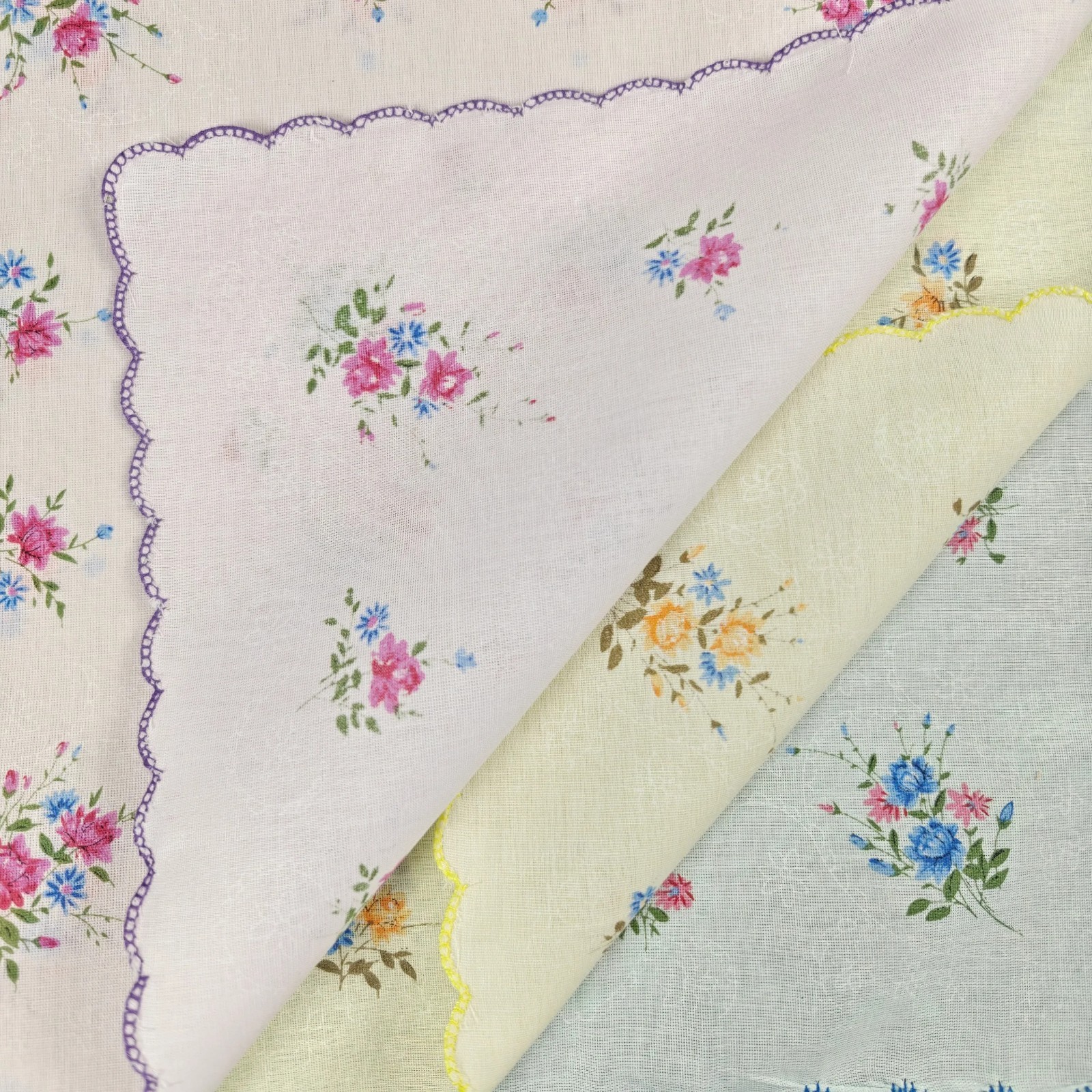 Mixed 12 pcs Square Hanky Cotton Vintage style floral Handkerchiefs Women 11.8“