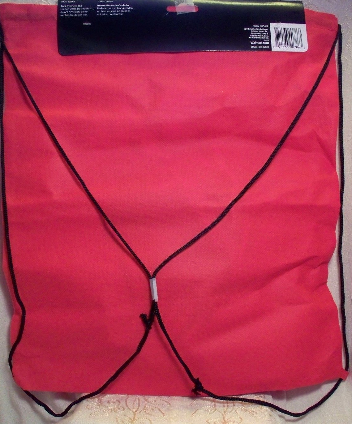 Halloween Trick or Treat Bag Drawstring Backpack Grim Reaper Scythe Skull Red