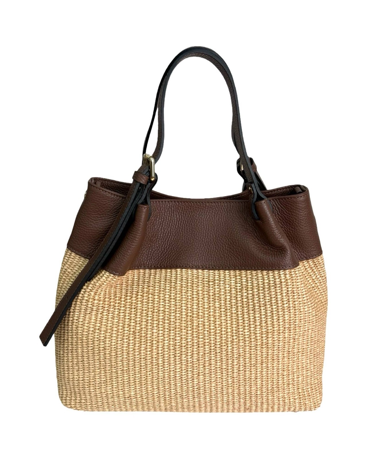 ITALIAN GENUINE RAFFIA & LEATHER TRENDY HANDBAG BAG SATCHEL – MADE IN ITALY
