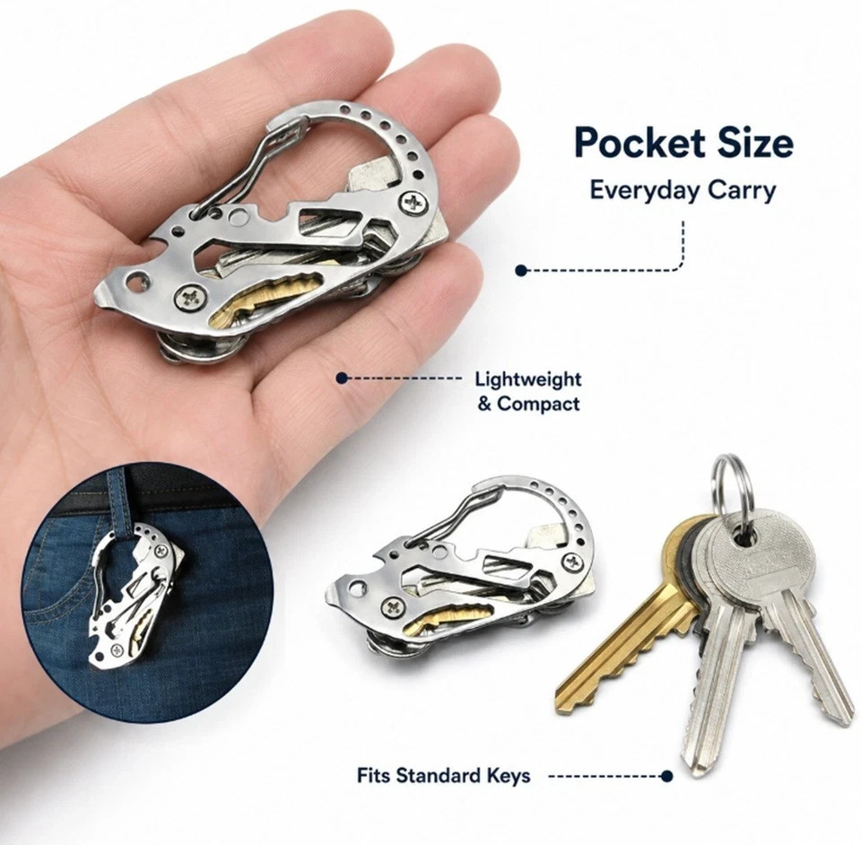 Heavy Duty Carabiner Keychain Clip EDC Belt Key Holder Outdoor Organizer