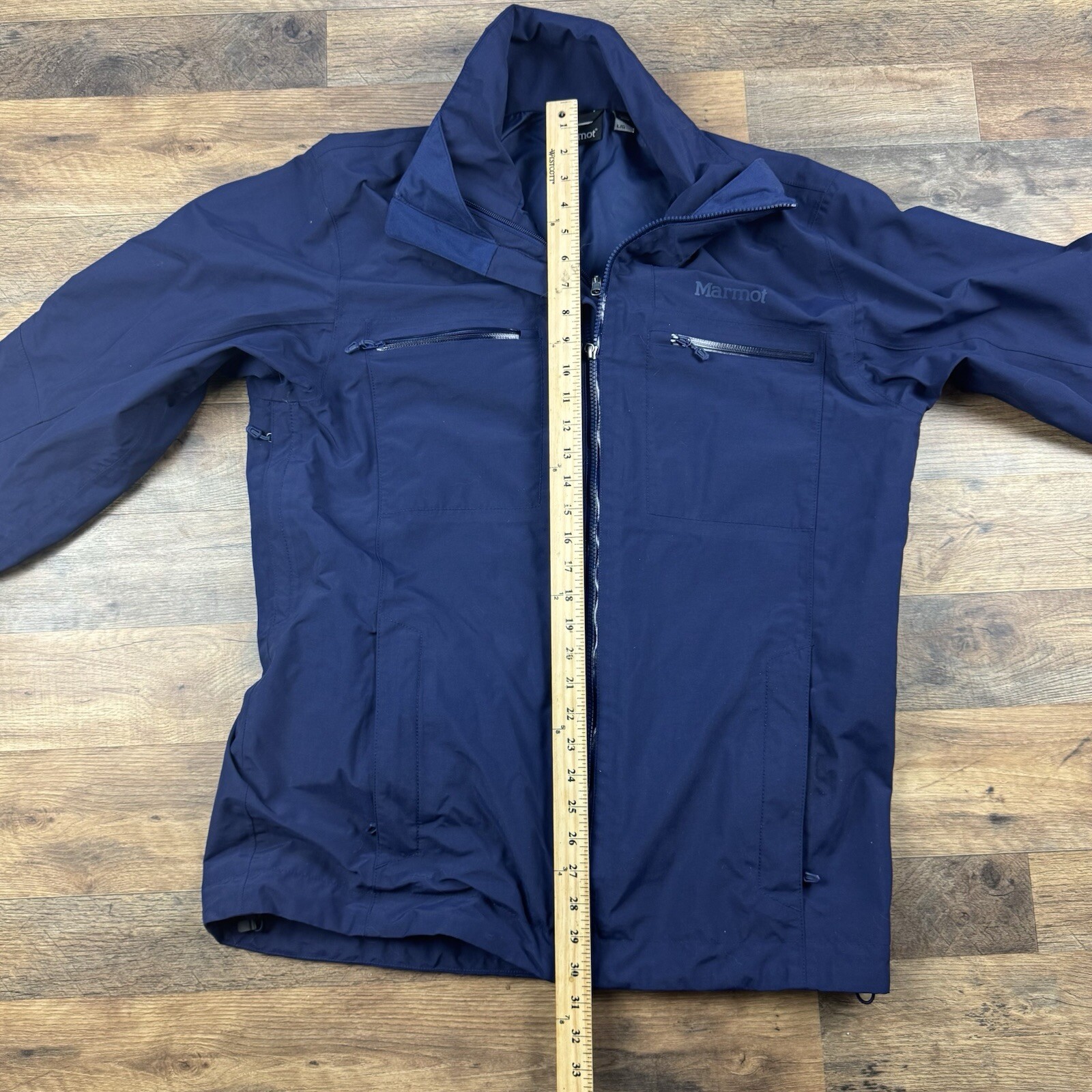 Marmot Women’s Size Large Shell Jacket Blue Chest Zip Pockets