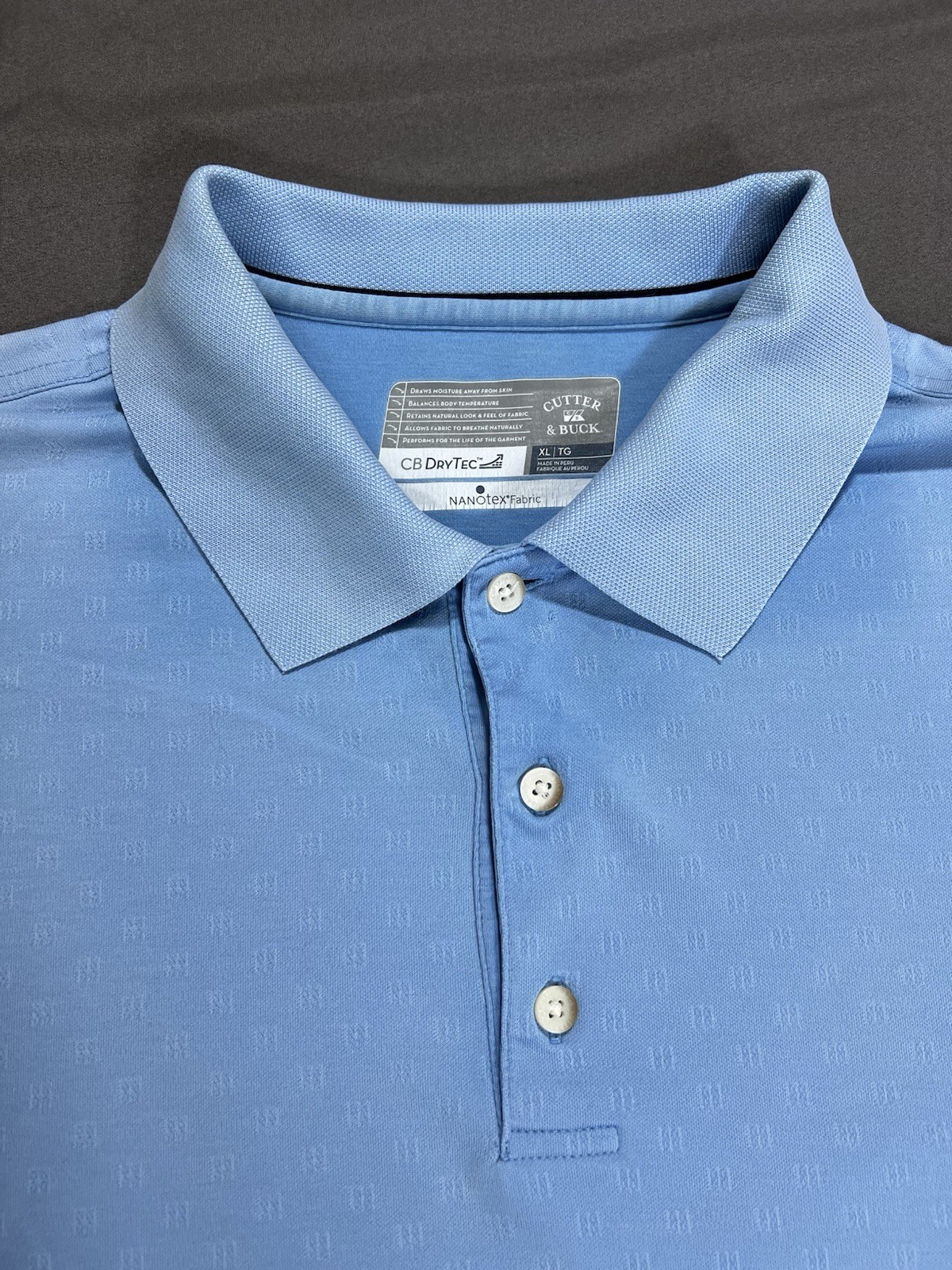 Cutter & Buck Blue Polo Shirt CB DryTec Men Size XL – NanoTex Fabric