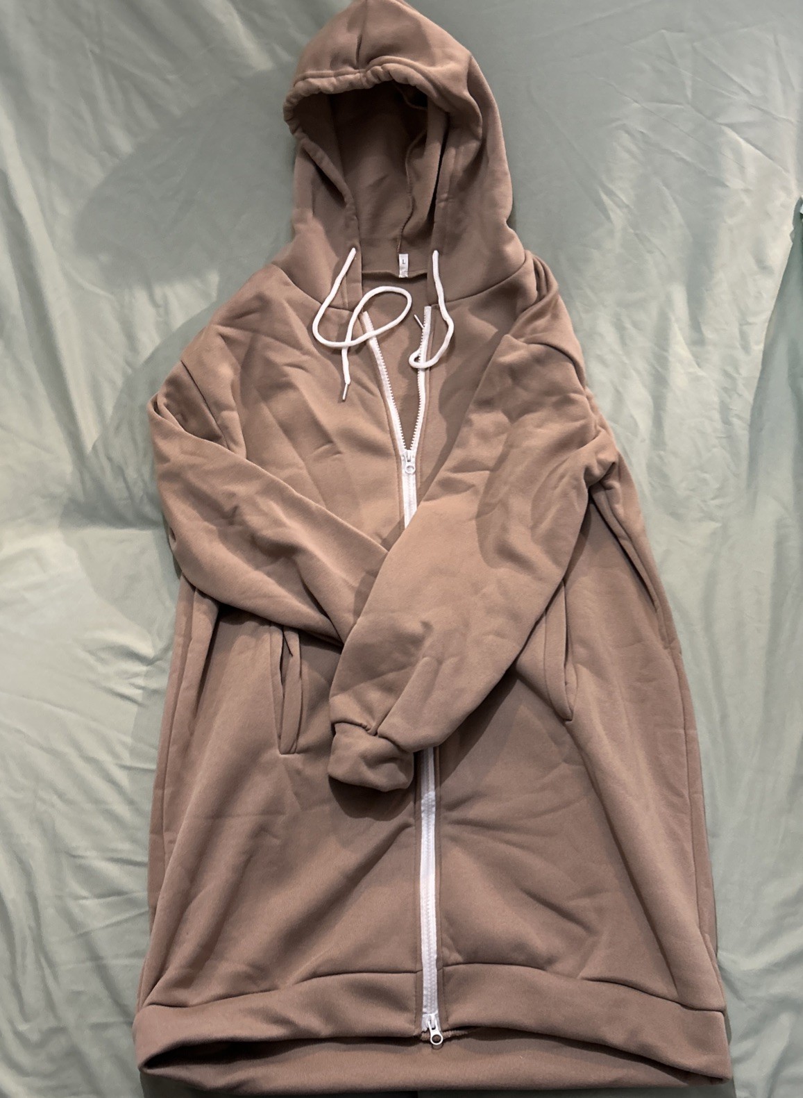 Large double zipper Long Sleeve Hoody