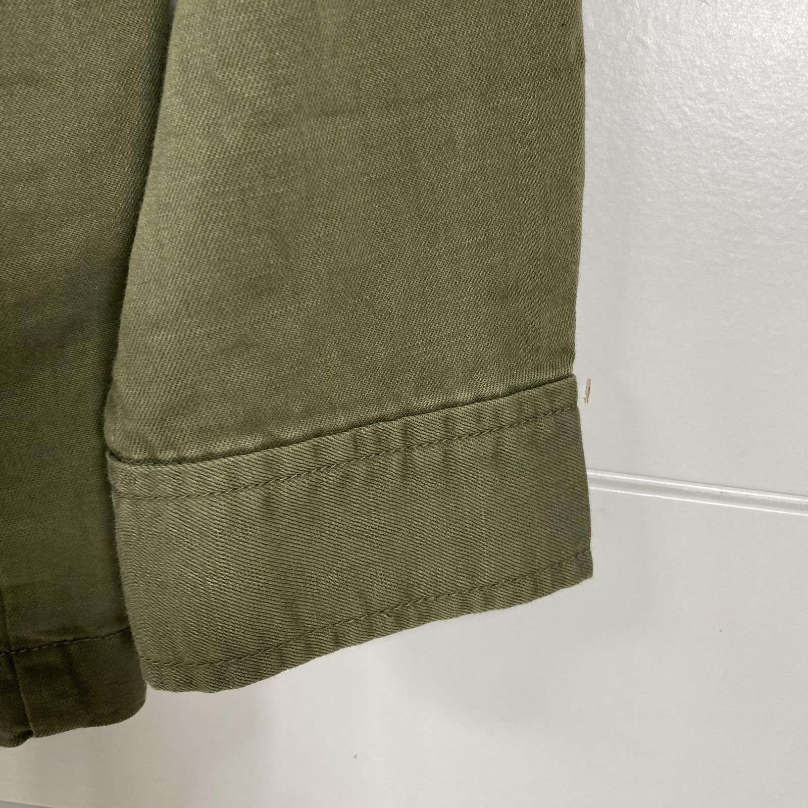 Talbots Jacket Womens XS Green Utility Button Front Cotton Linen Safari Belted