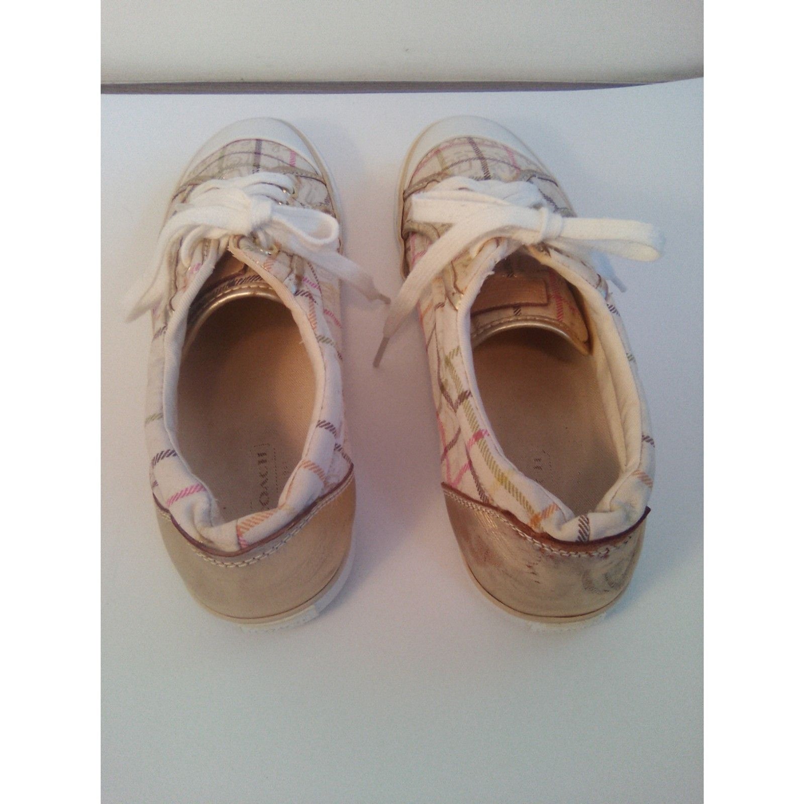 Women’s Coach Cream and Gold Sneakers, Size 8.5, Pre-owned, Good Condition.