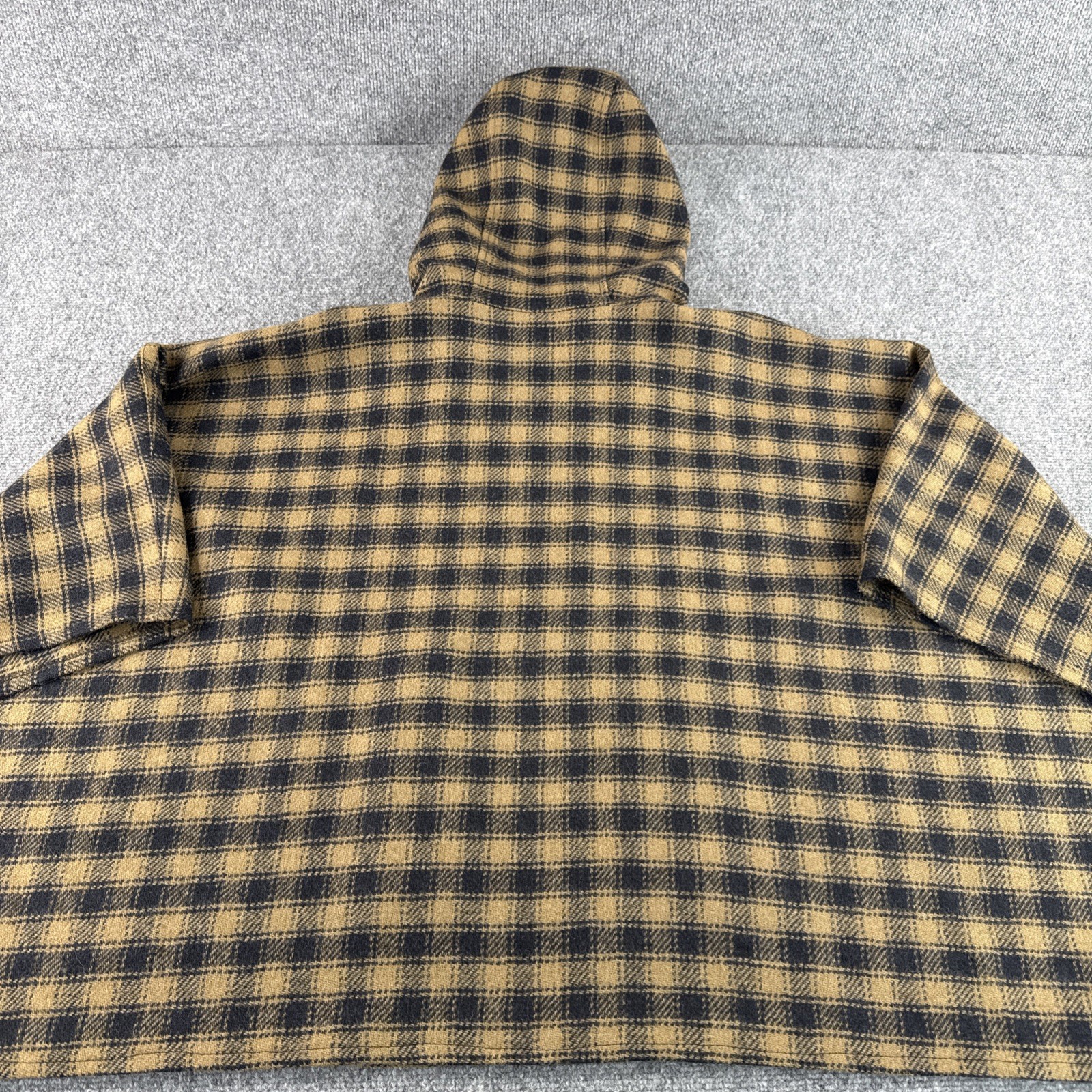 Harvé Benard Wool Cape Coat Womens Small Brown Plaid Hooded Vintage Style Jacket