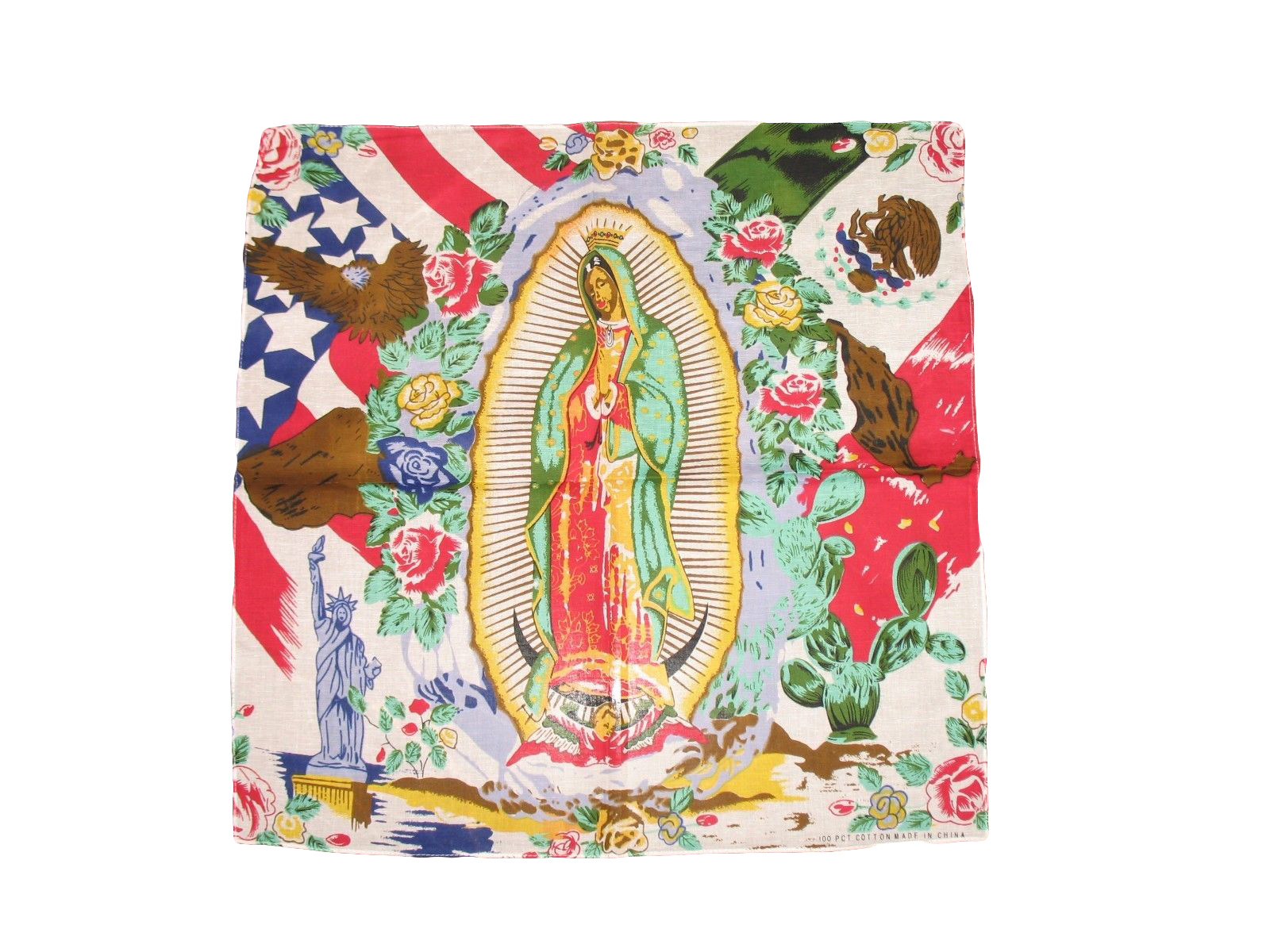 22″x22″ Mexico Virgin Mary Guadalupe Cotton Premium Quality Bandana