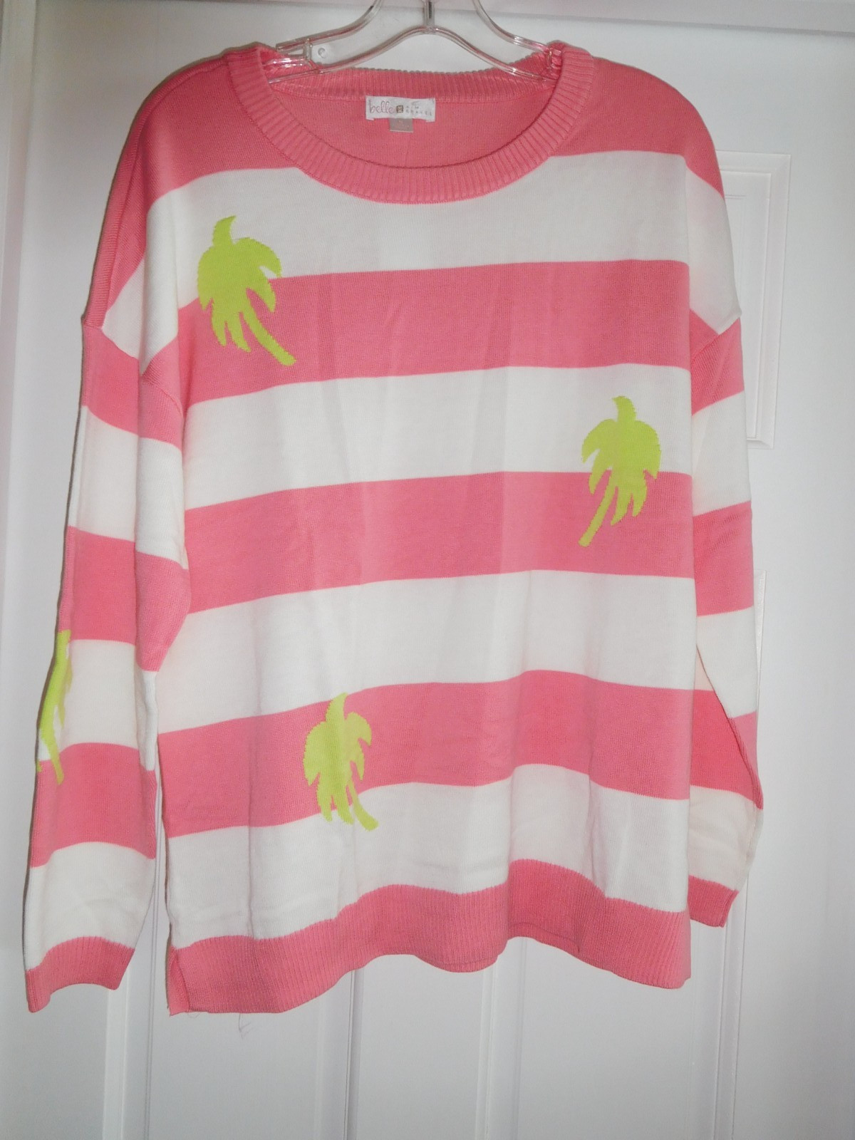 Belle by Kim Gravel Sunkissed Striped Sweater w/Palm Trees – Size Medium