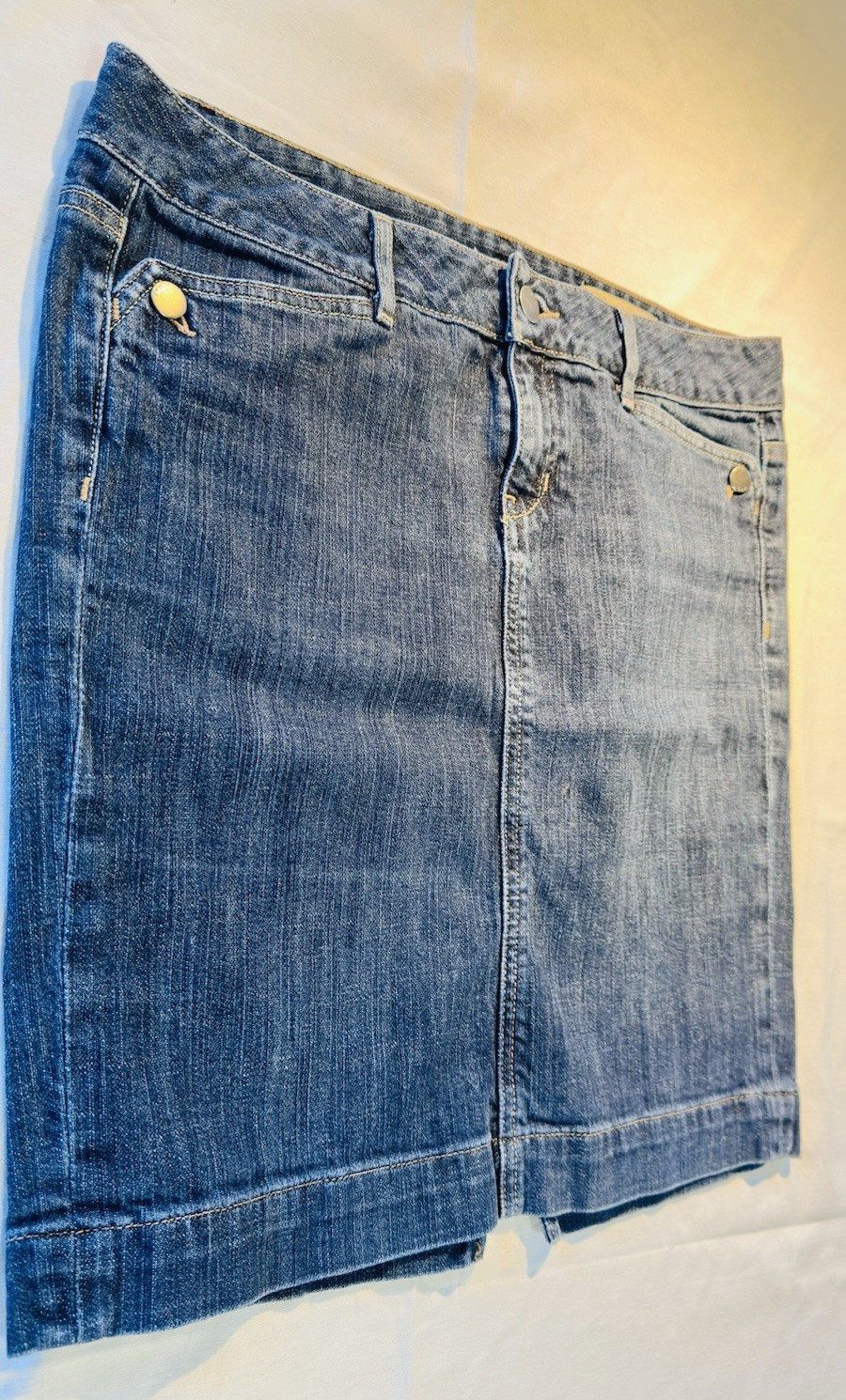 Limited Edition Blue Denim Pencil Mini Skirt W/Pockets,Button Closure Size 29