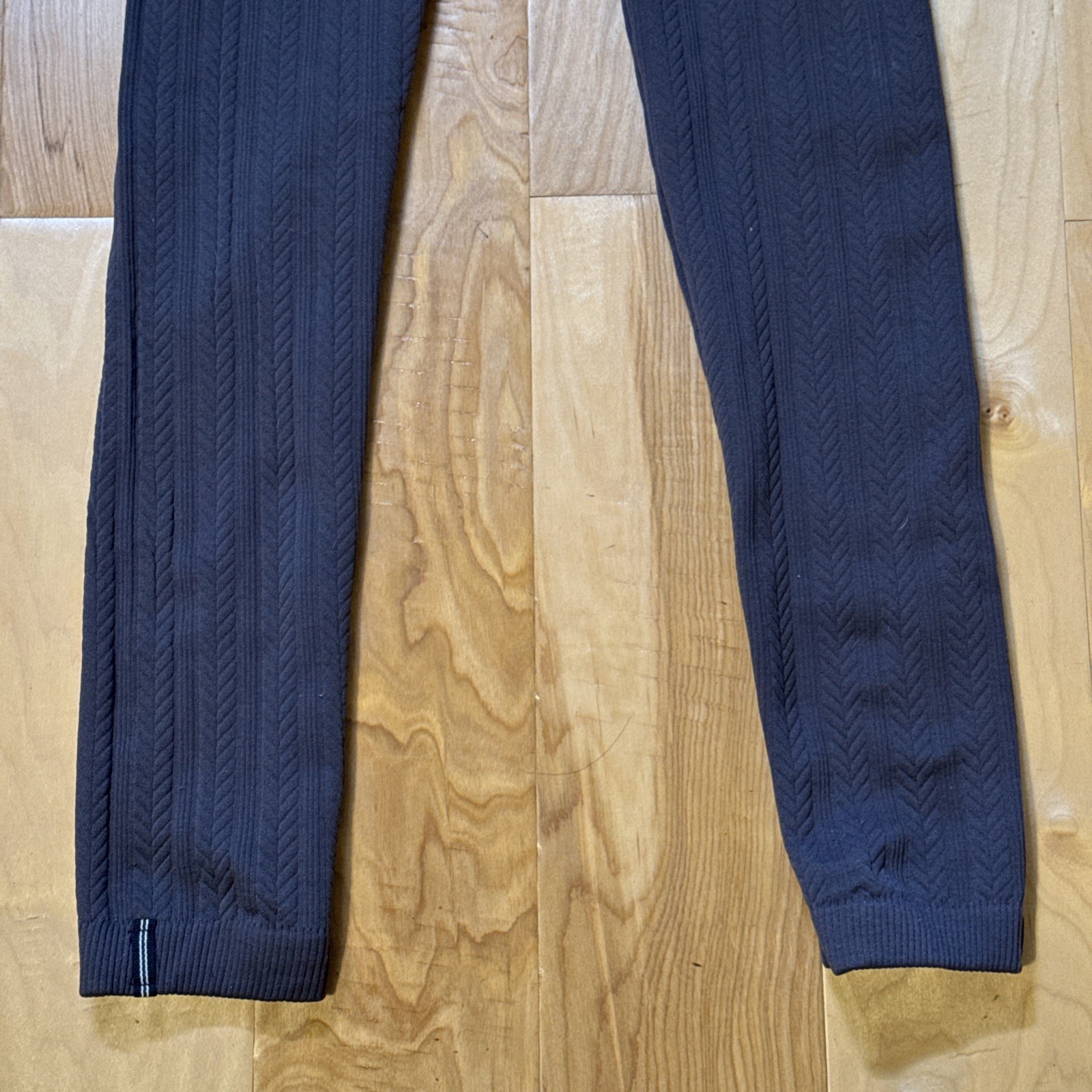 Nautica Womens Ribbed Cable Knit Fleece Lined Leggings S/M Gray EUC