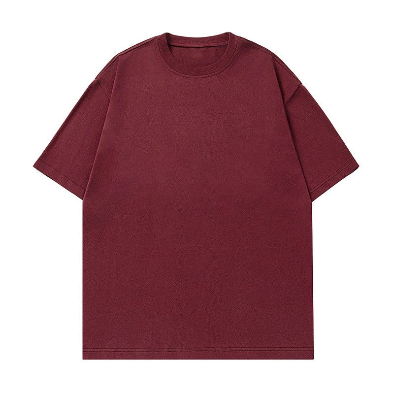 Textured pure cotton short-sleeved solid color casual versatile couple T-shirt