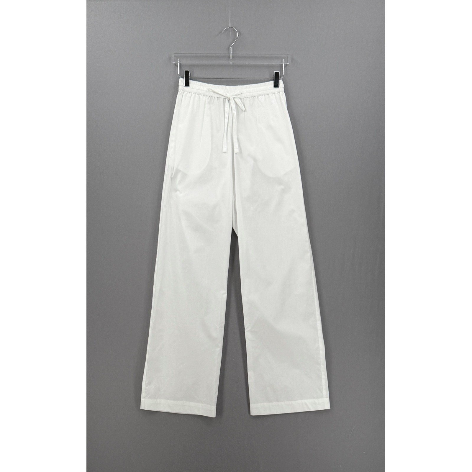 ENZA COSTA Poplin Resort Pant Womens XS White Cotton Wide Leg Drawstring NEW