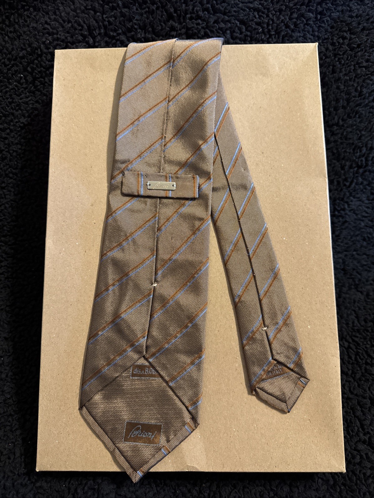 Brioni Tie Vintage Silk Red Gold Striped Never Worn 3 3/4” Wide. Frml 1
