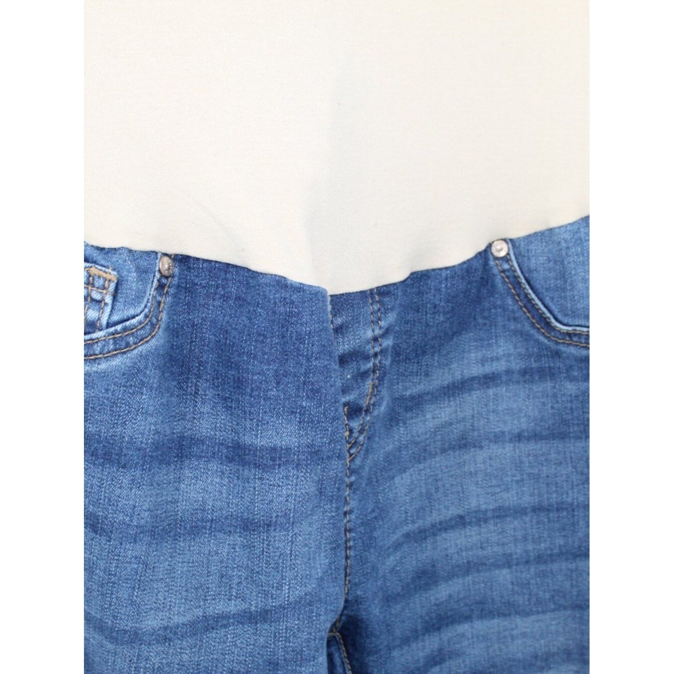 Maternity Denim Skinny Jeans Distressed Full Panel Sz XL Stretchy Comfortable