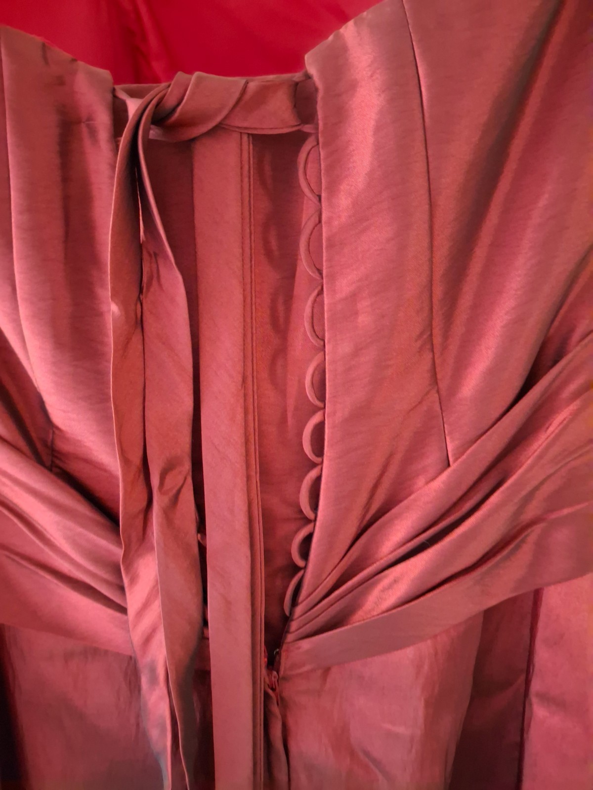 Red prom dress size 14 with lace up back ribbon and front bow