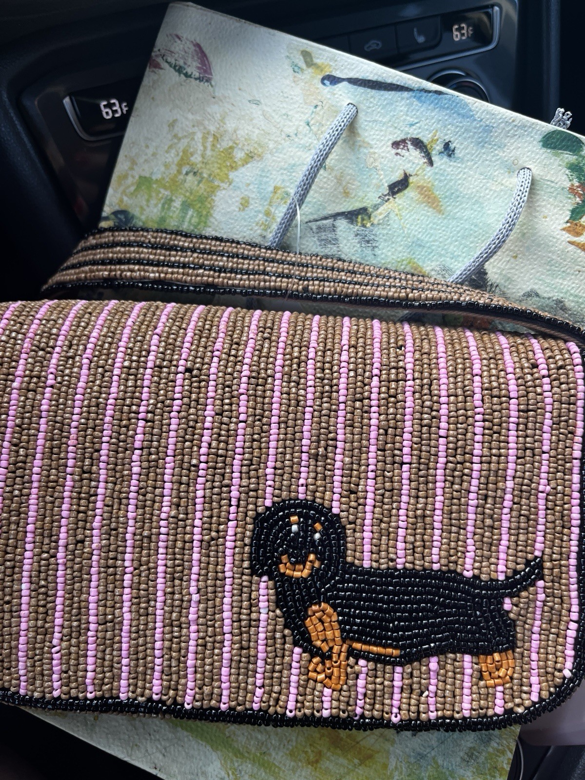 ANTHROPOLOGIE THE FIONA Dachshund BEADED BAG Purse Weiner Dog Handbag NWT Rare