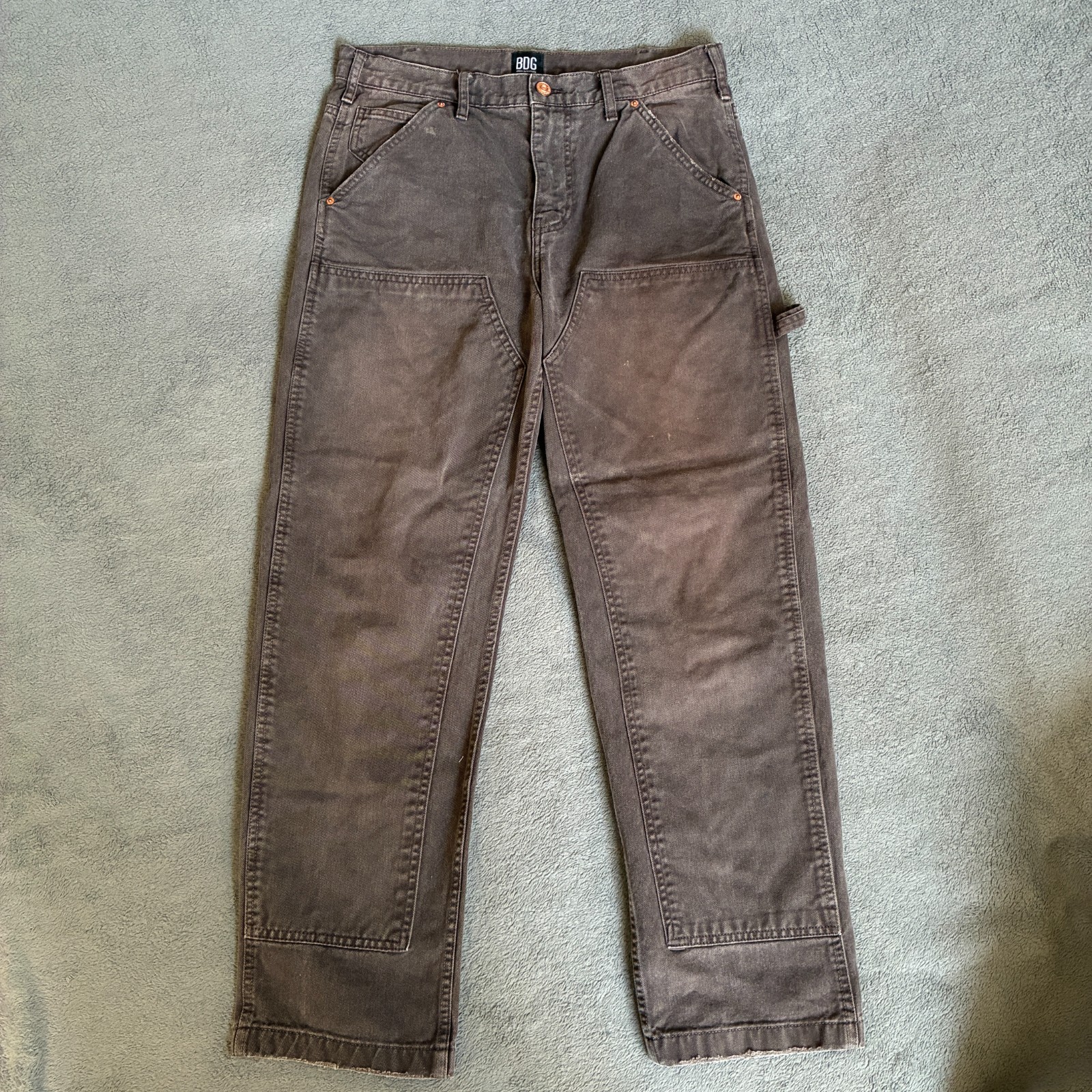 BDG Brown Heavy Workwear Double Knee Hammer Loop Carpenter Pants Mens Size 31×32