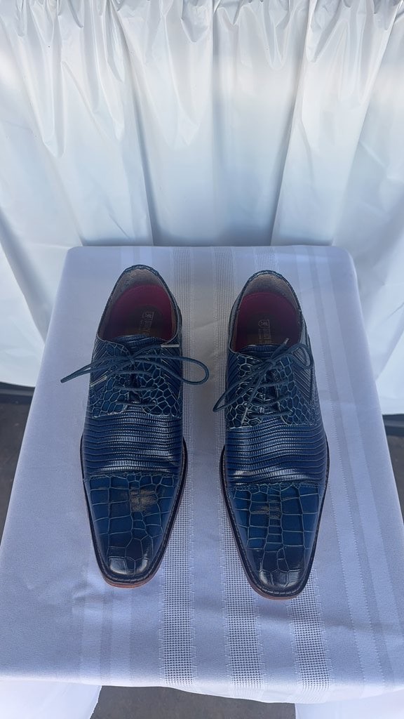Stacy Adams Madison Collection Blue Crocodile Patterned Dress Shoes