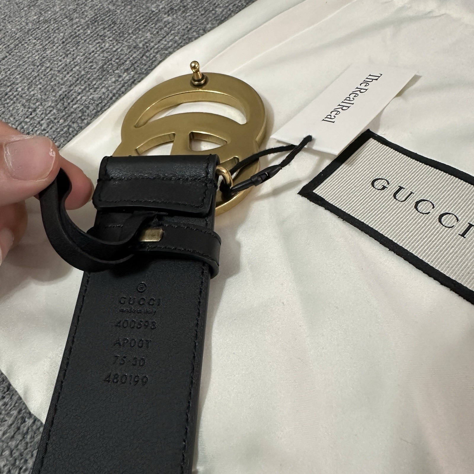 Authentic Gucci Black Leather GG Belt, Size 75cm Women 0-2