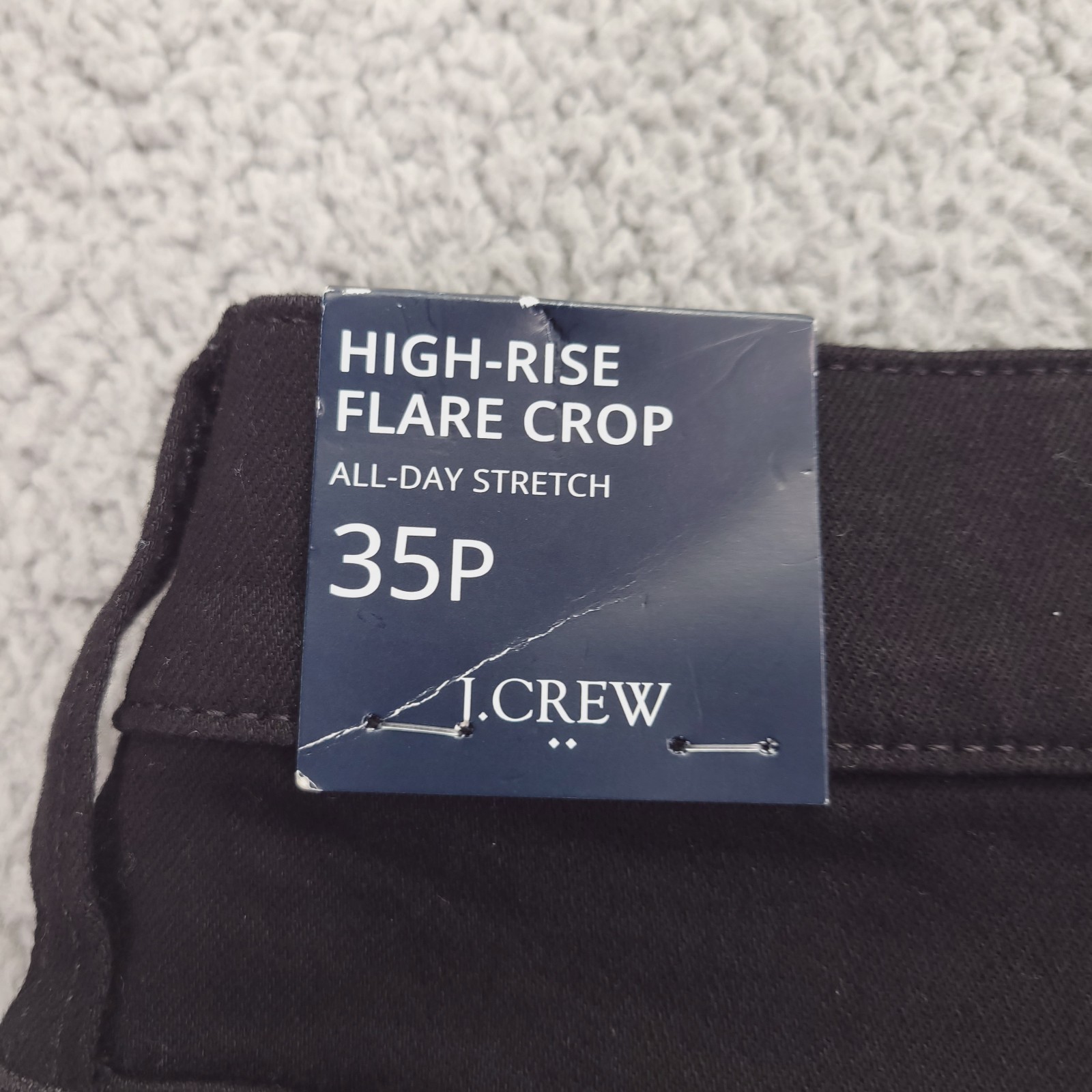 J CREW Factory Jean Womens Size 35P High Rise Flare Crop Black Stretch Denim NEW