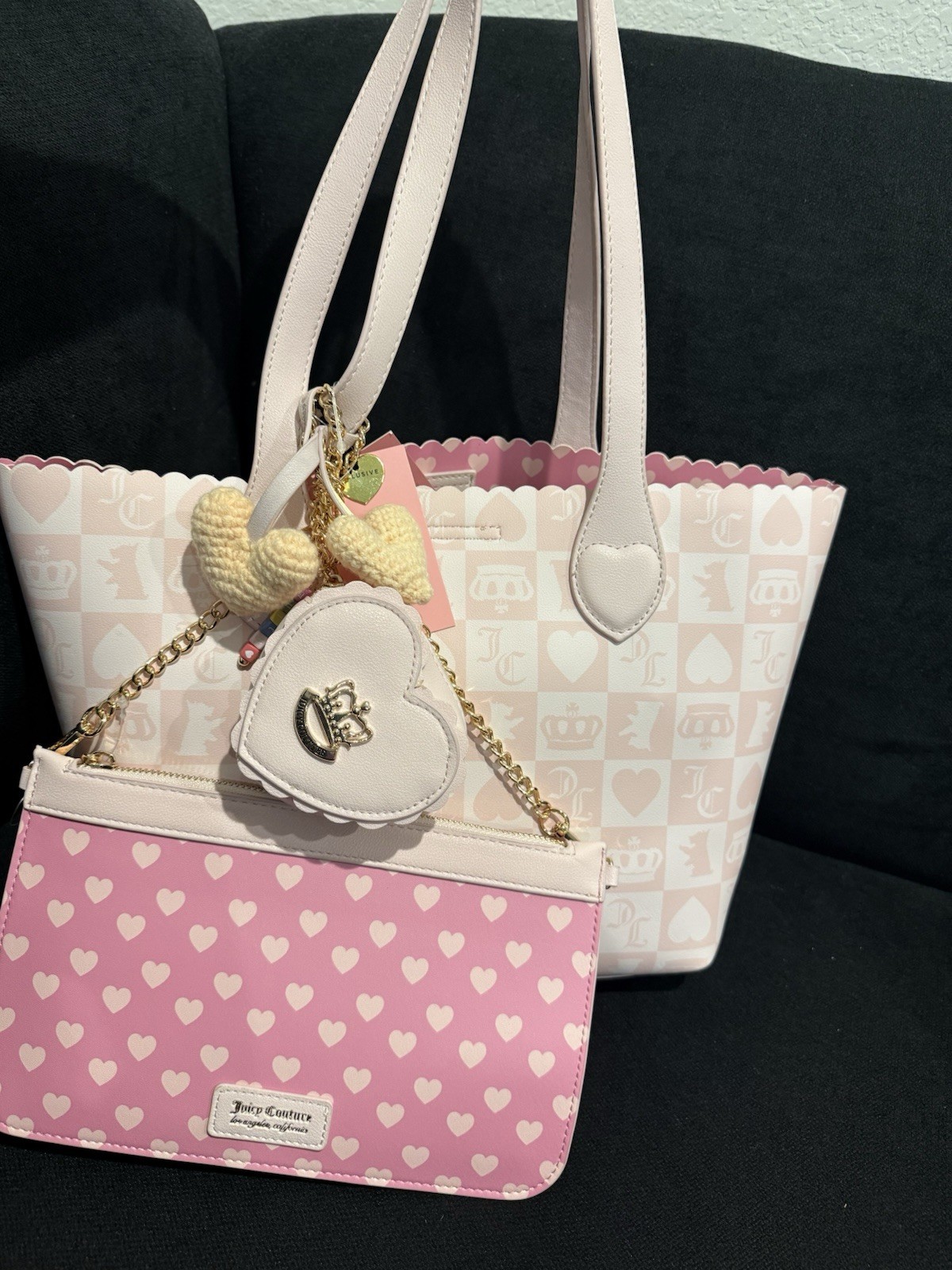 Juicy Couture Sweet Break Time Tote W/Wristlet Powder Blush Pink Handbag NWT