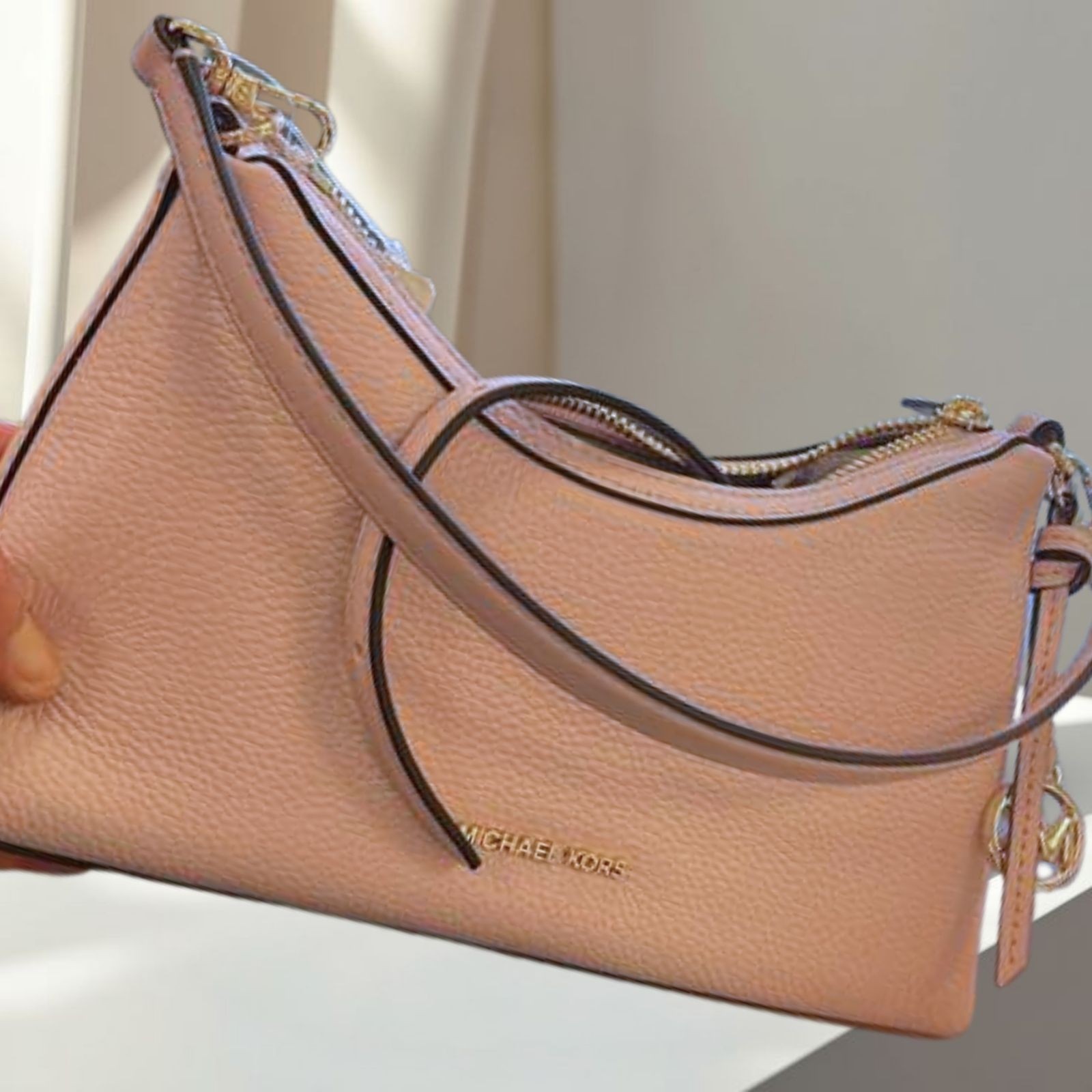 Michael Kors Sammy Women Small Leather Convertible Crossbody Bag Powder Blush