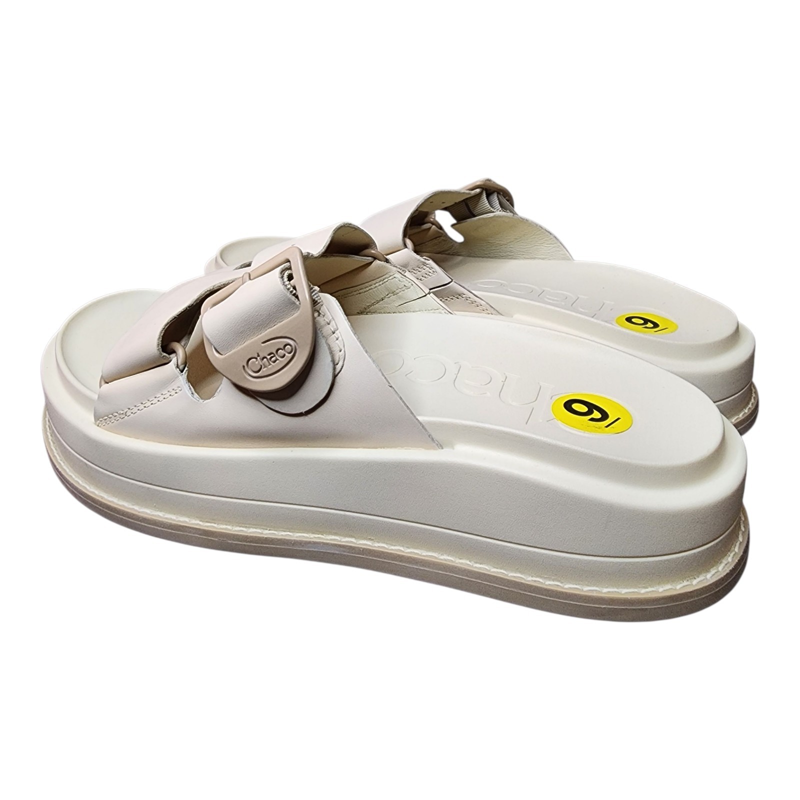 Chaco Townes Midform Slide Sandals Women’s 9 Angora Cream White Leather