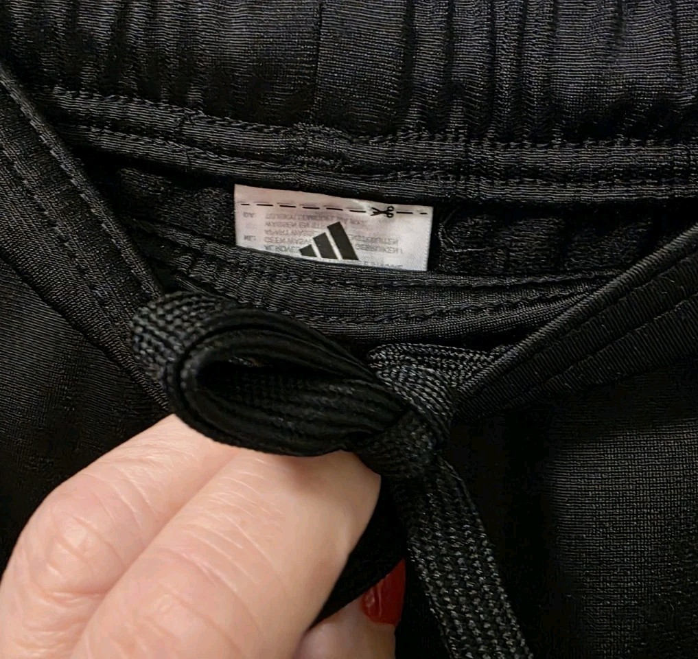 ADIDAS Tricot Men’s Size Large Black/Black Stitched Logo 12″ Leg Zip Track Pants