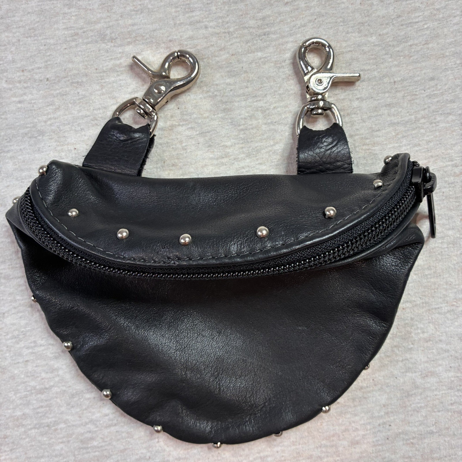 Black Leather Belt Loop Bag Purse motorcycle Accessory Studs Biker Satchel Small
