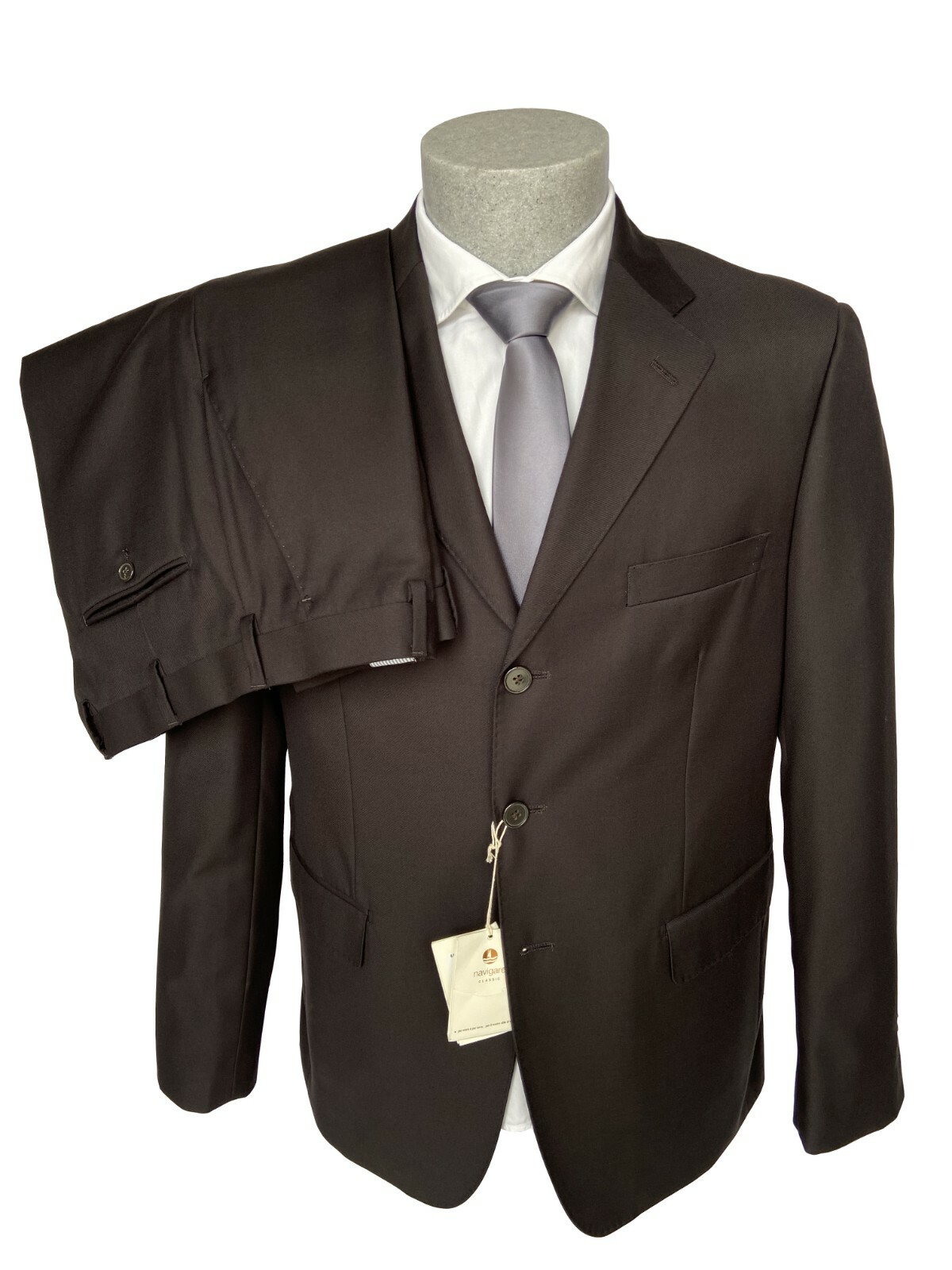 NAVIGATE Men’s Dark Brown Solid Color DROP 6 Classic Dress, 70% Discount.