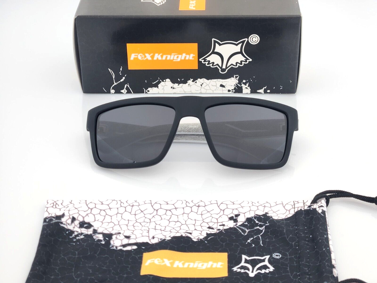 NEW Polarized Square Sunglasses Soft Matte Black Gray Arms Dark Smoke Lens