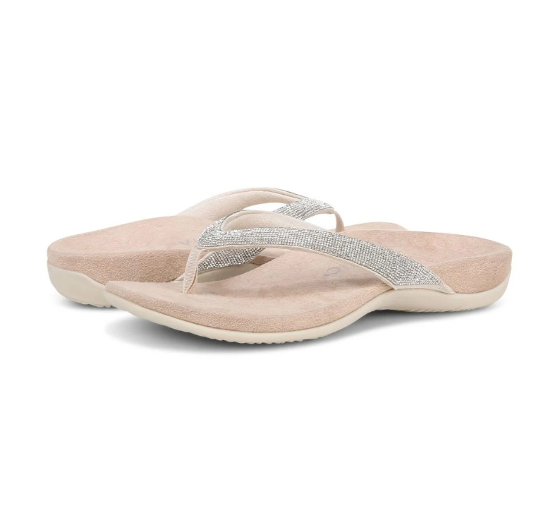 Vionic Dillon Shine Toe Post Sandal Women Comfort Rhinestone Flat Flip Flop