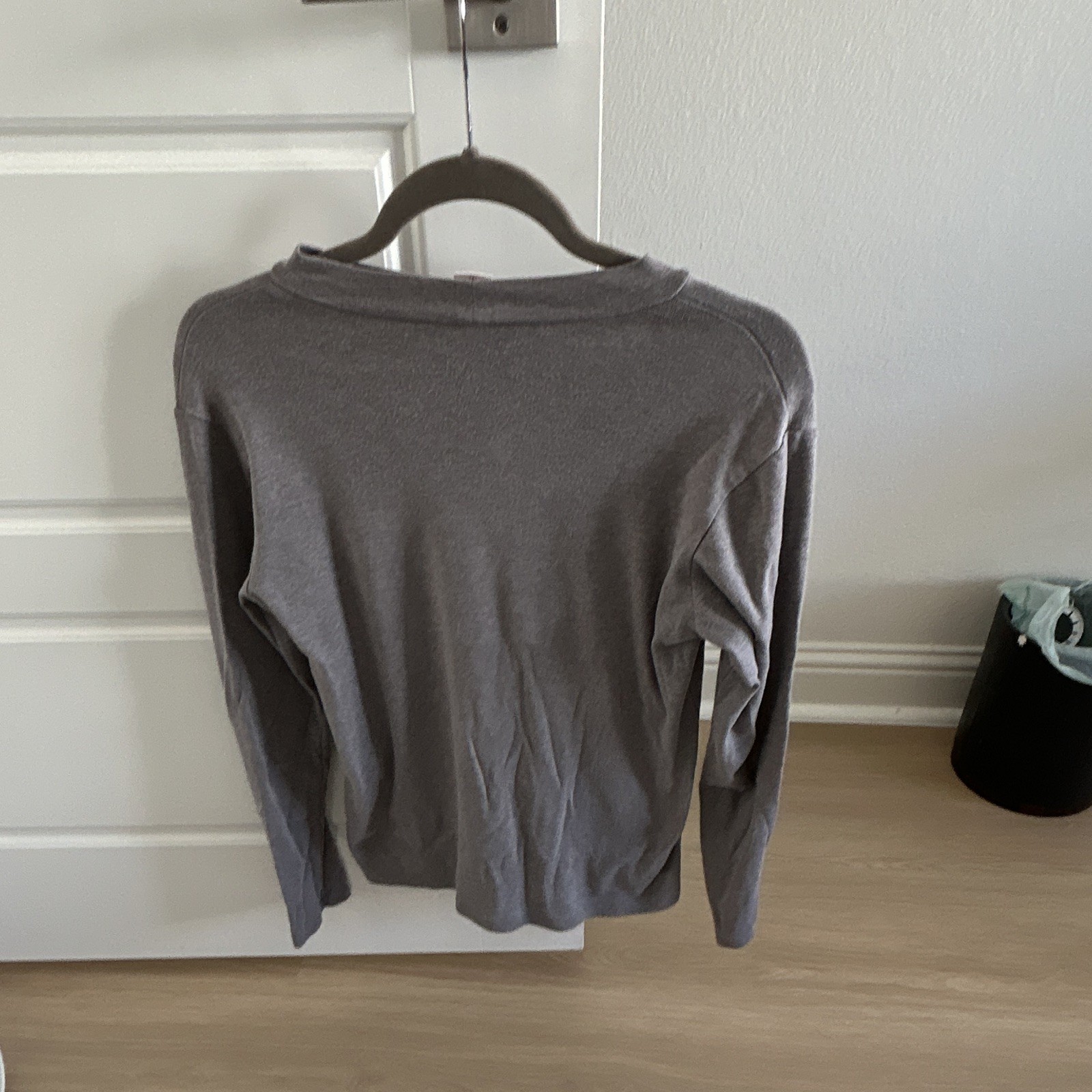 UNIQLO Men’s Gray Solid Cotton Jersey Crew Neck Long Sleeve T-Shirt Size M