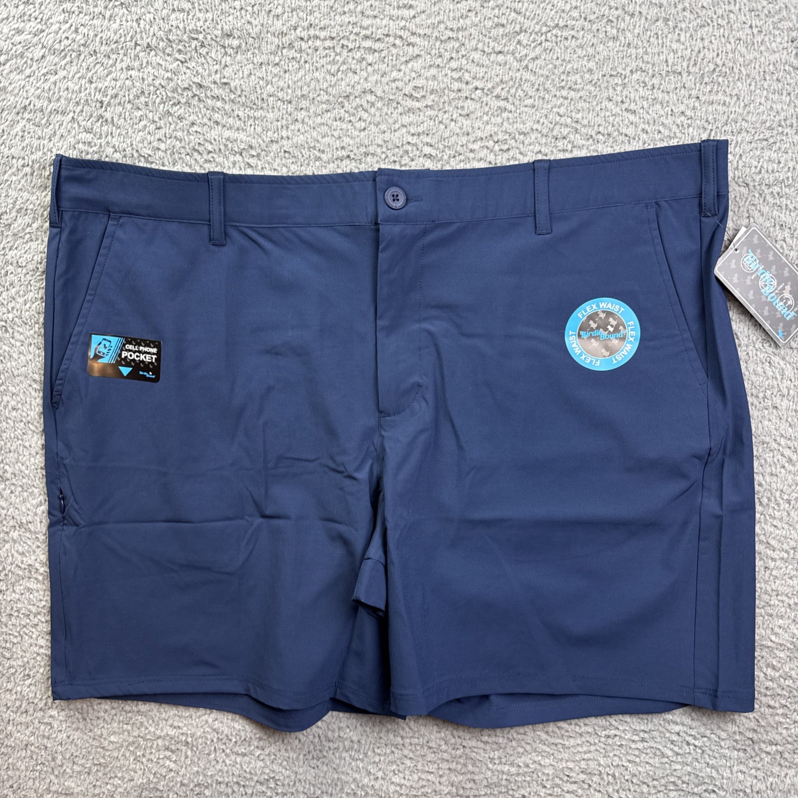 Birdie Bound Mens 44 Navy Performance Golf Shorts 7″ Inseam Above Knee