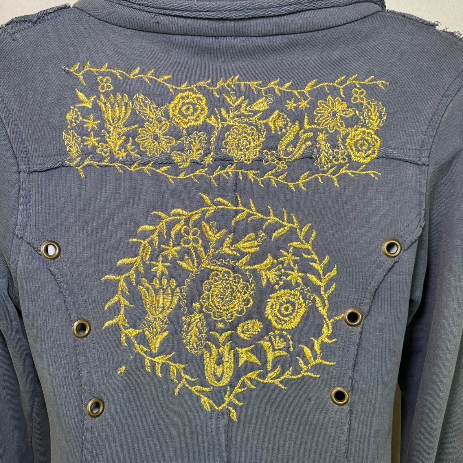 RARE Vintage Diesel Women’s Grey Embroidered Longline Military-style Jacket XS