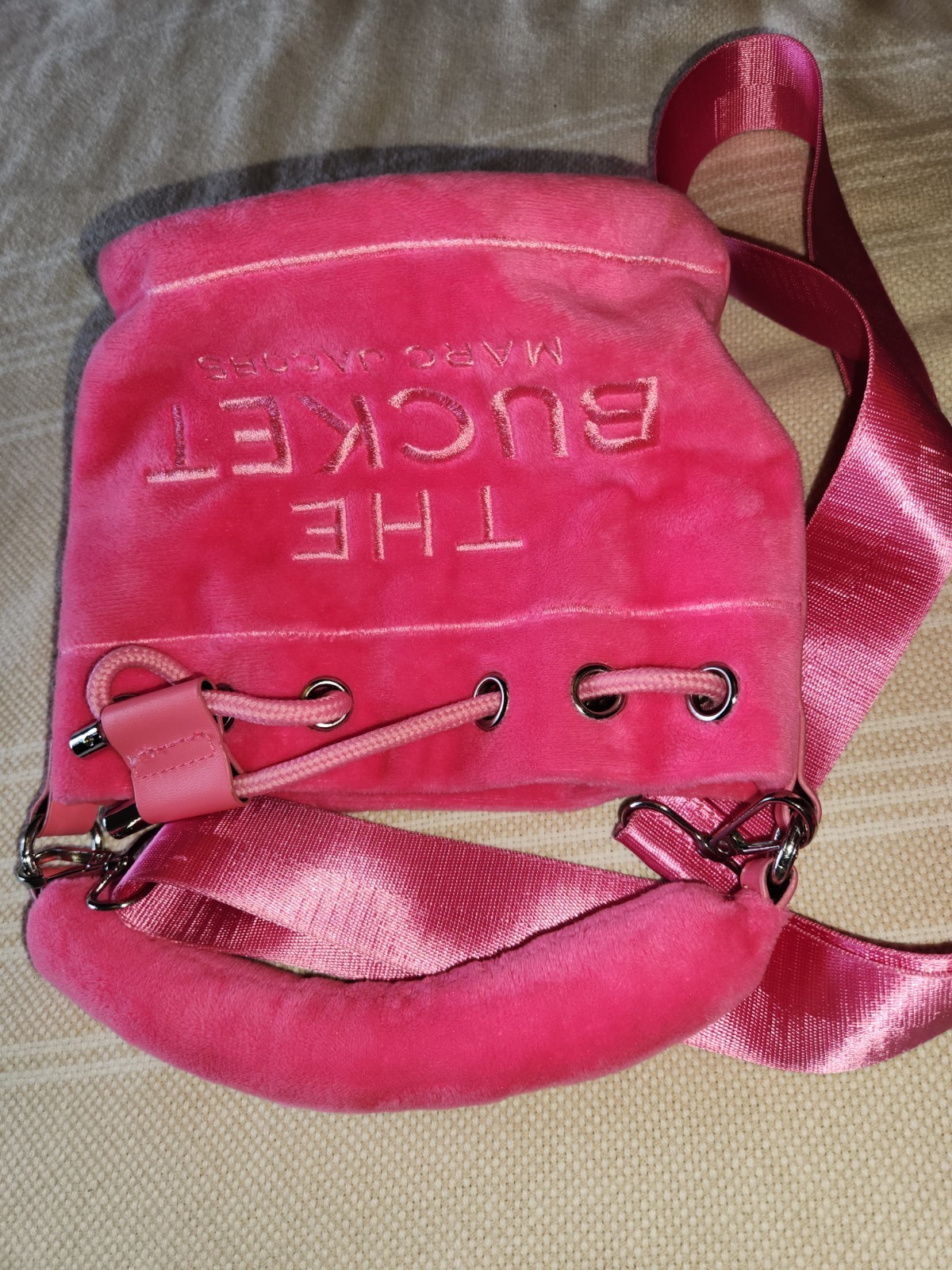 Marc Jacobs Pink Small Bucket Drawstring Bag w/ Adjustable Detachable Strap