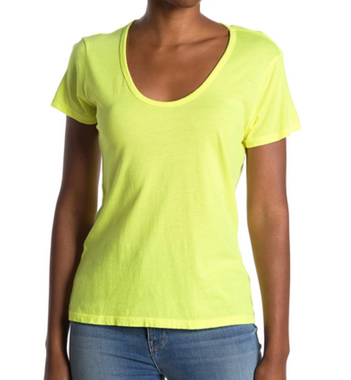 SUNDRY Deep U Neck Tee Lemon NWT $74