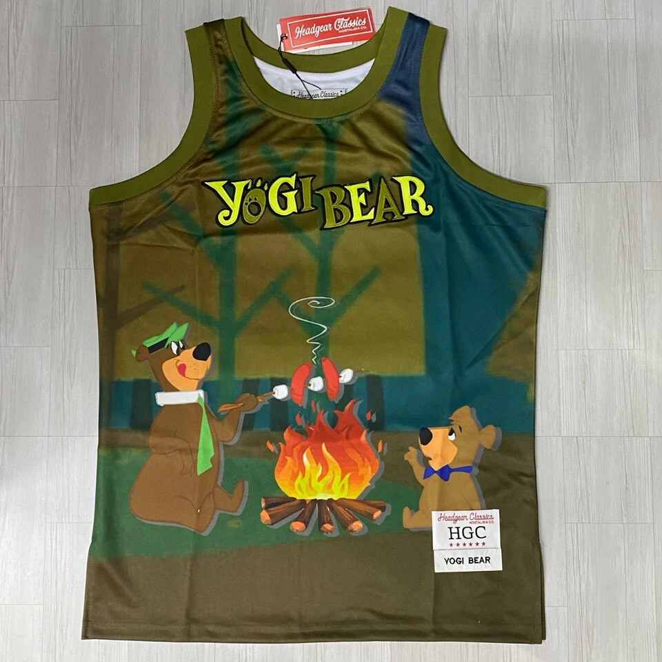 Headgear Classics Basketball Jersey Yogi Bear Boo-Boo Jellystone Park Mens SZ L
