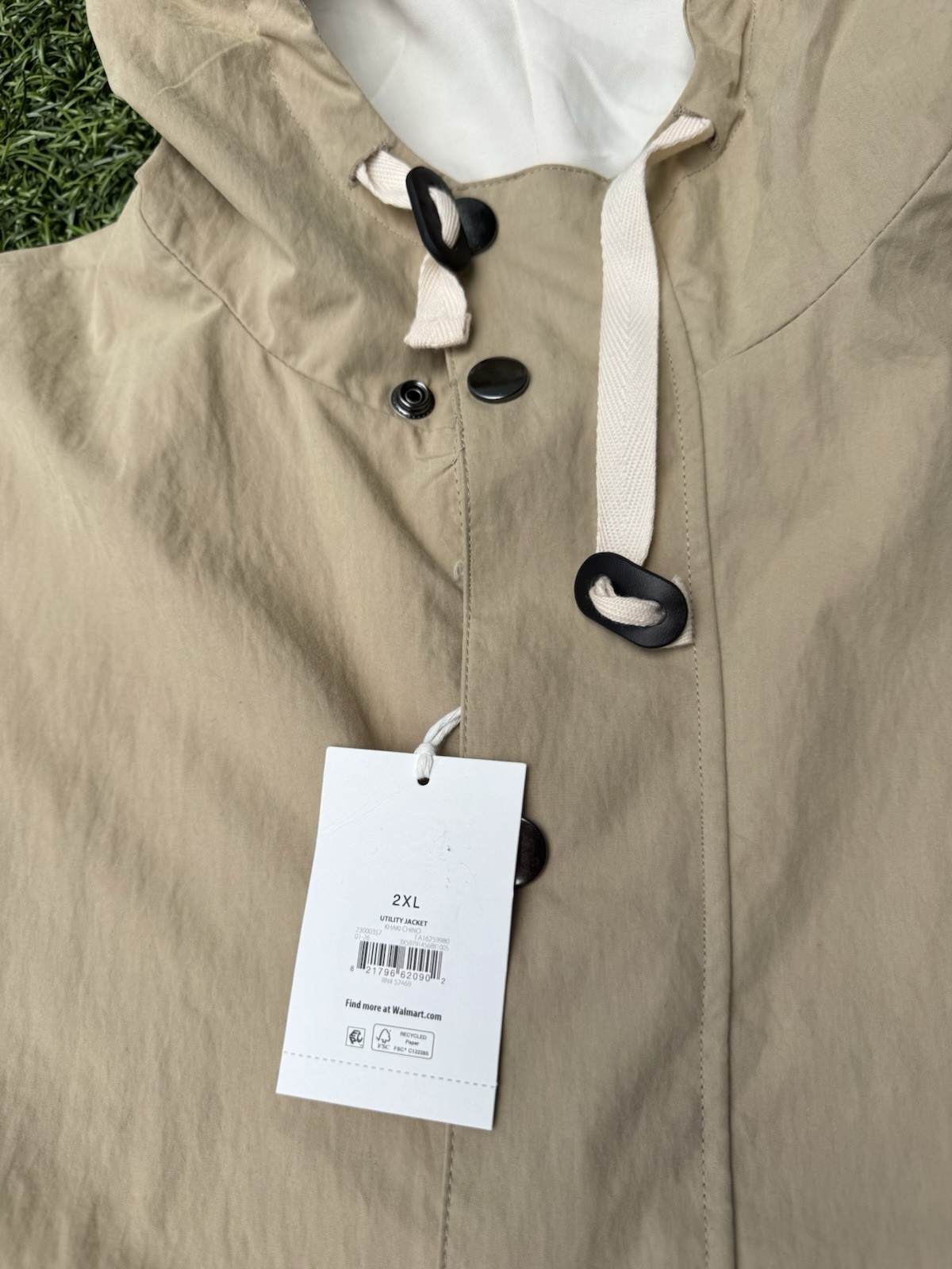 UMen’s Size 2XL Utility Jacket Hooded Tan Khaki Free Assembly Cotton Blend New