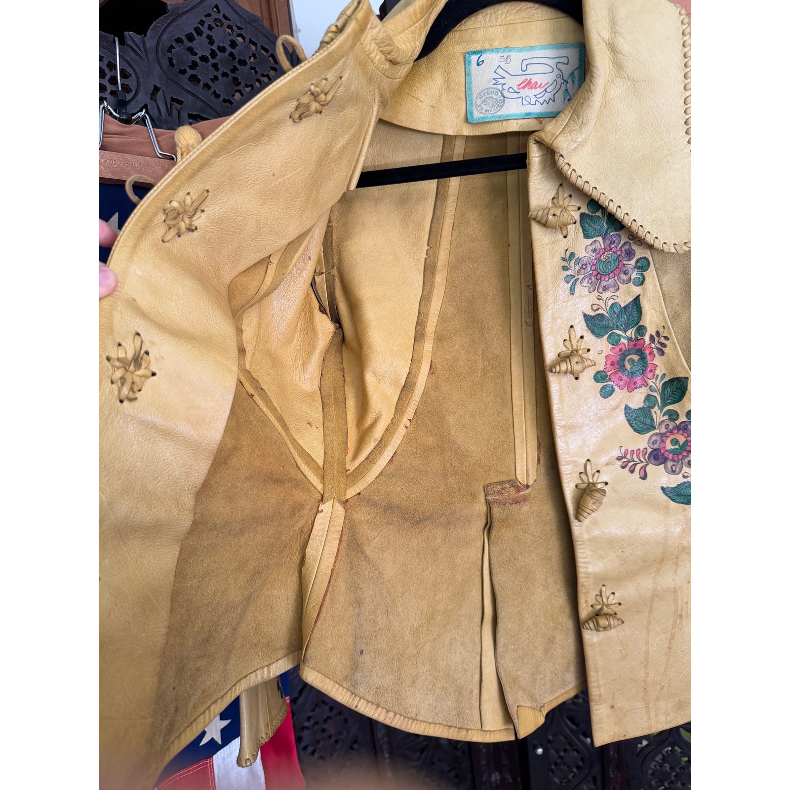 Vintage 60s 70s Char hand painted whipstitch jacket
