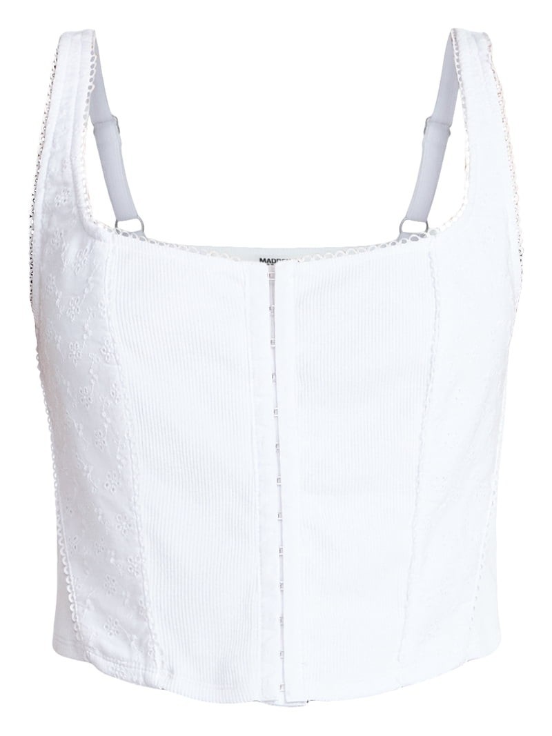 Madden NYC White Eyelet Corset Top Adjustable Straps Size M
