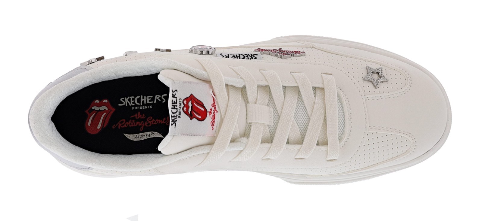 SKECHERS WOMEN’S ARCH FIT ARCADE- ROLLING STUDZ 190000/WHT WALKING SHOES