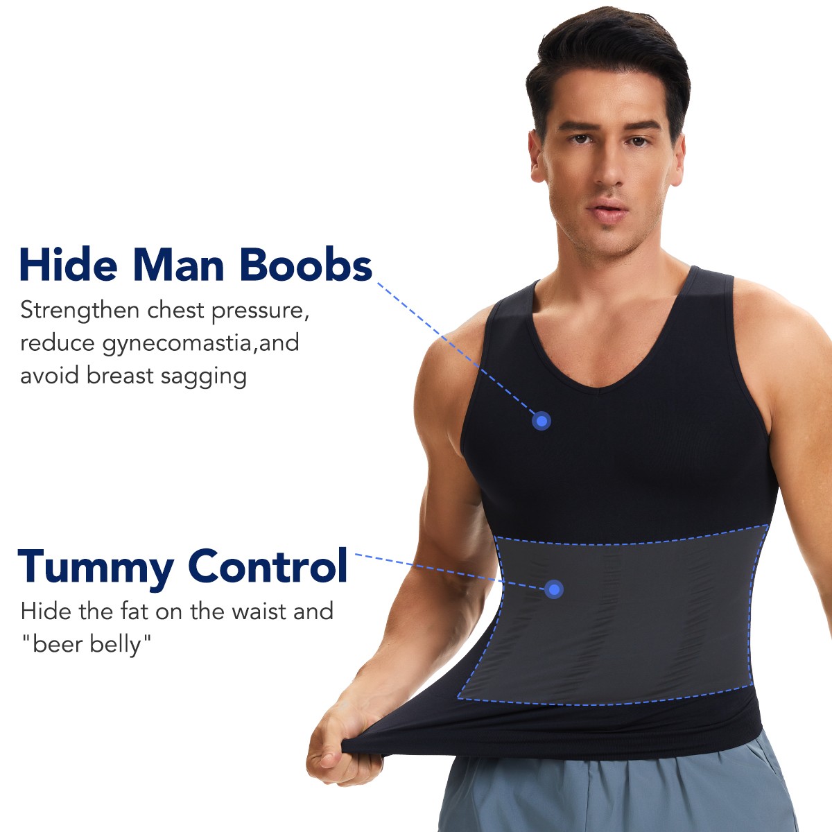 Men Compression Workout Tank Tops Slim Body Shaper Vest Tummy Control Shapewear