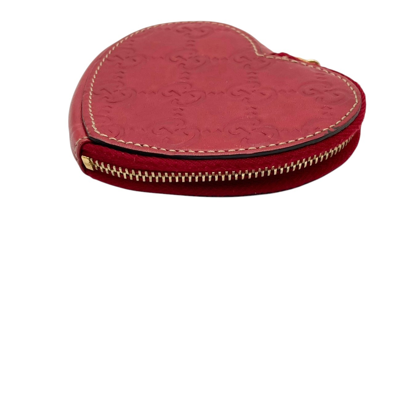 Authentic GUCCI Lovely Heart Guccissima Leather Coin Case Red Compact Purse
