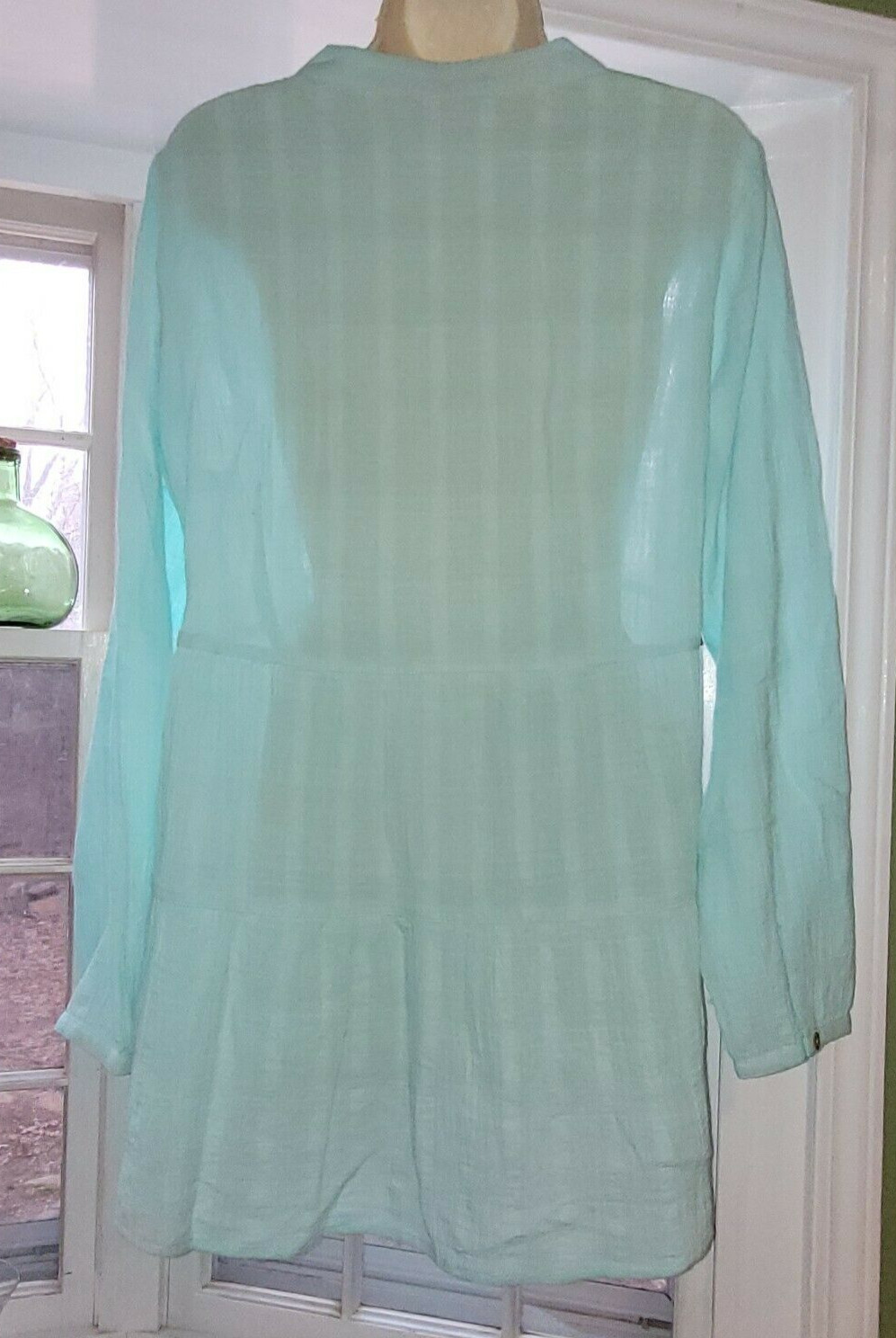 Soft Surroundings Gloria Gauze Henley Tunic Top Clearwater Blue 2DC07 M 10-12
