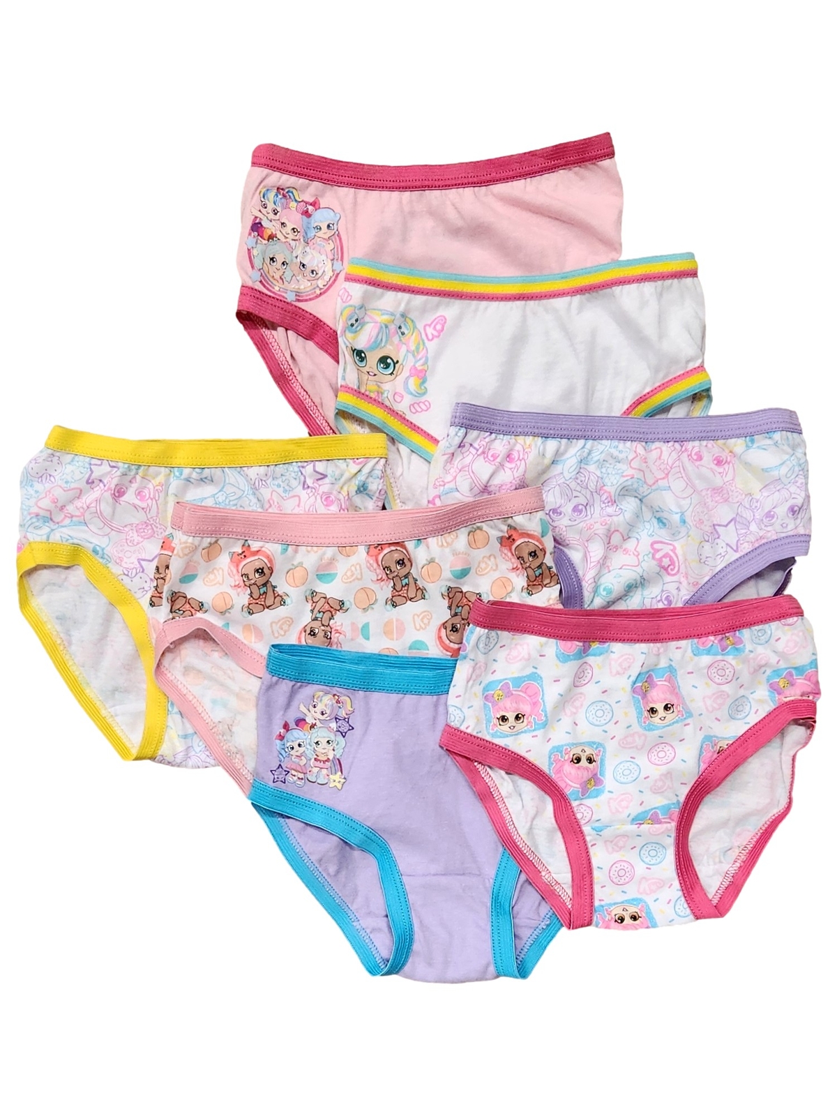 Girls Kindi Kids Briefs Underwear 7 Count Pack 100% Cotton