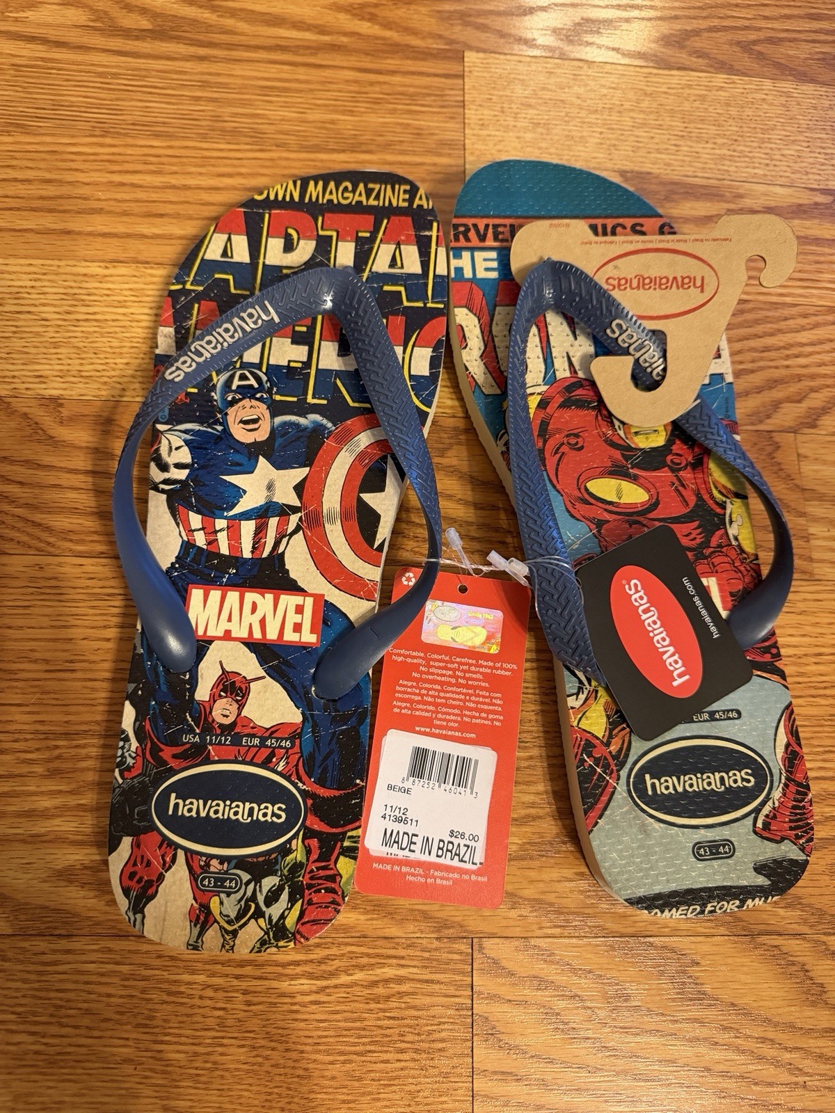 Havaianas Marvel Flip Flops NEW Captain America Iron Man Size Men’s US 11/12
