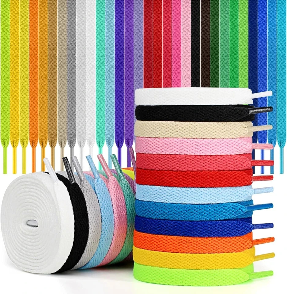 30 Pairs 54″ Athletic Shoe Laces 30 Colors Flat Sneaker Shoelaces Bulk Pack