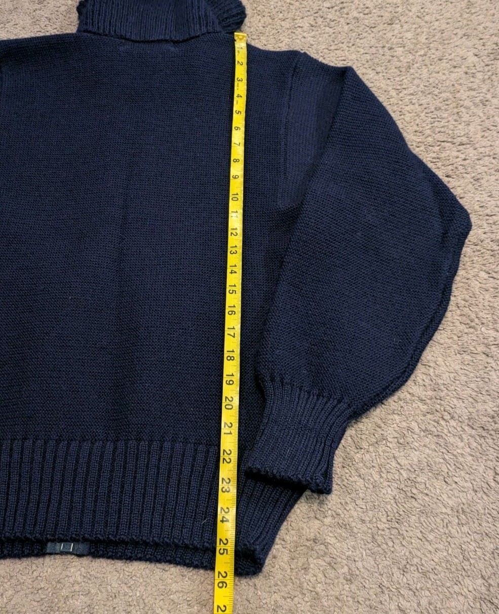 Vintage Guernsey Full Zip Navy Sweater British Fisherman Men’s Medium